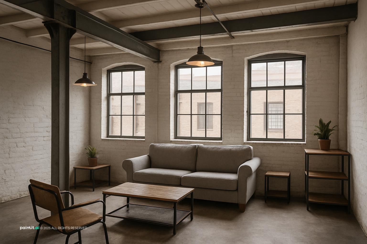 Vintage Industrial Living Room - Design Inspiration | Paintit.ai - 33