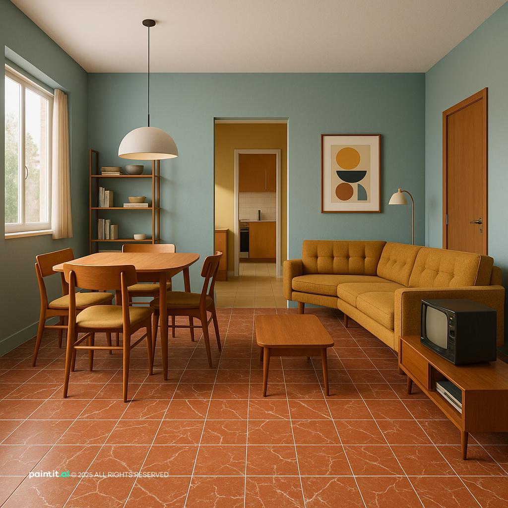 Yellow and Turquoise Living Room - Design Ideas | Paintit.ai - 16