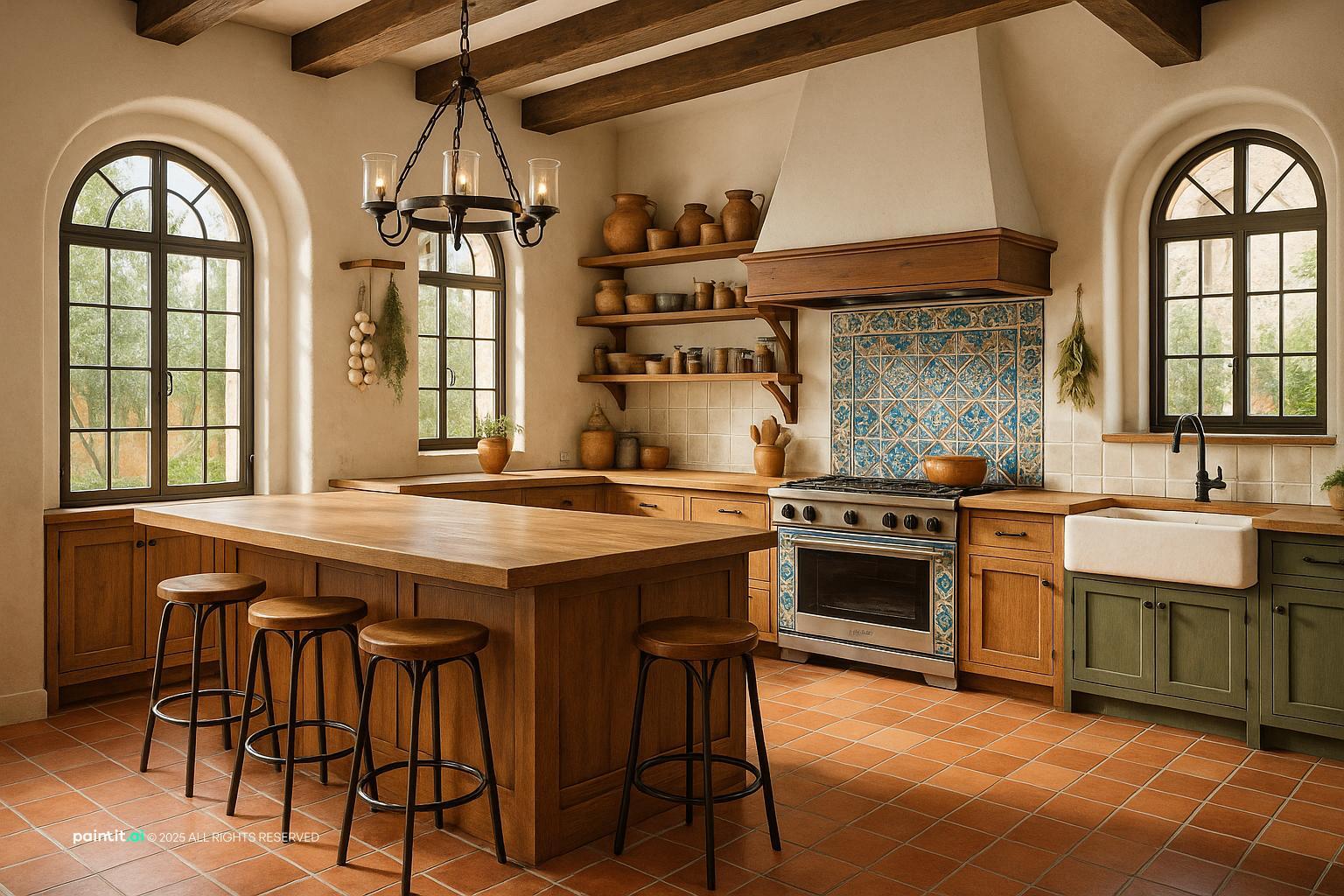 California Mission style interior design visual reference 8: wrought-iron lighting and rustic furniture
