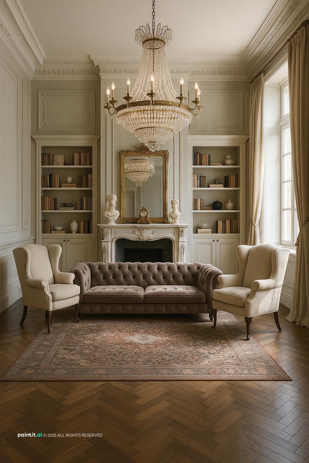 Elegant Neoclassical Living Room Design 1950s living room with 1950s restraint.