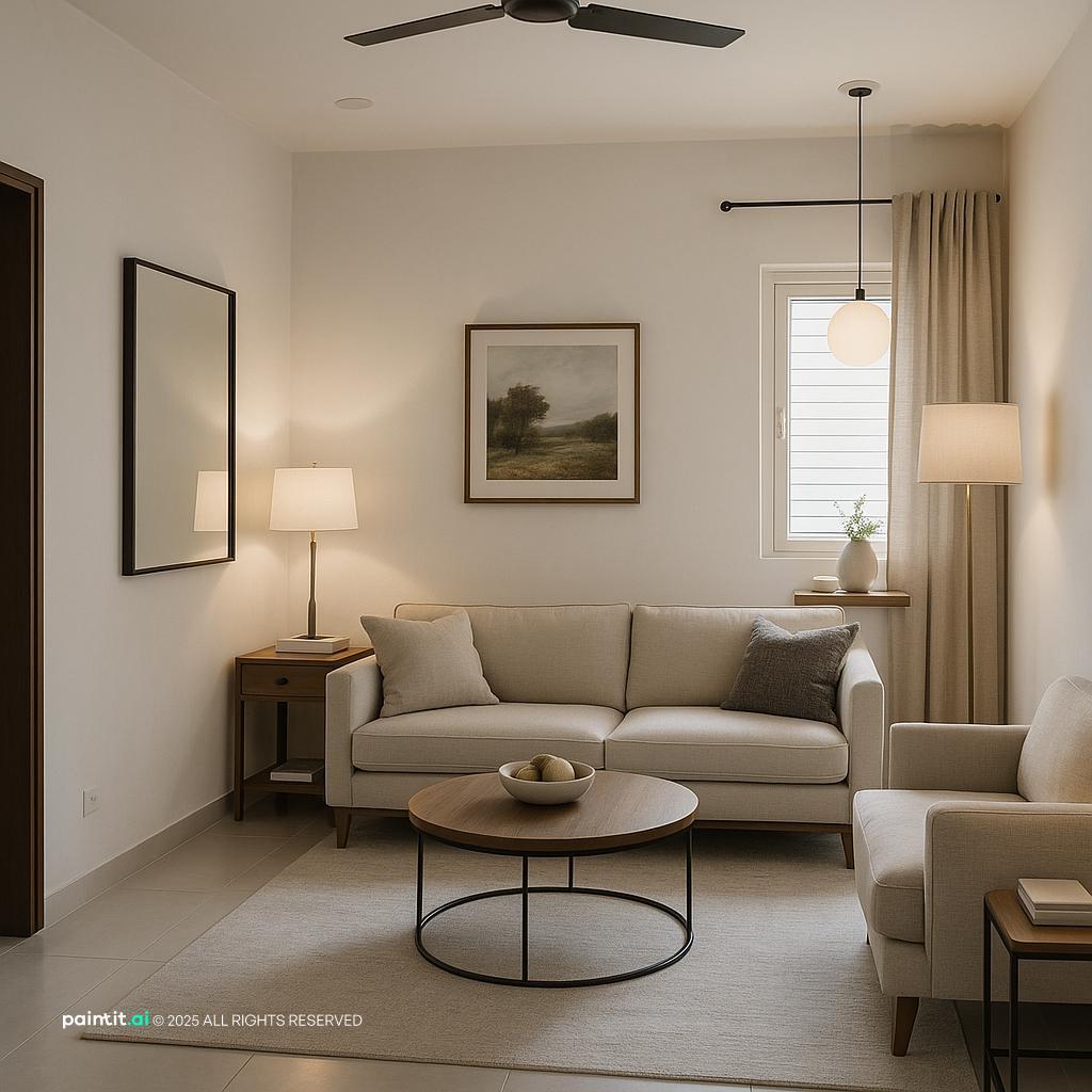 White Living Room with Colorful Accents - Design Inspiration | Paintit.ai - 5