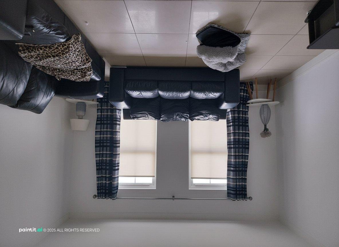 Zebra Shades Living Room - Modern Window Treatments | Paintit.ai - 3