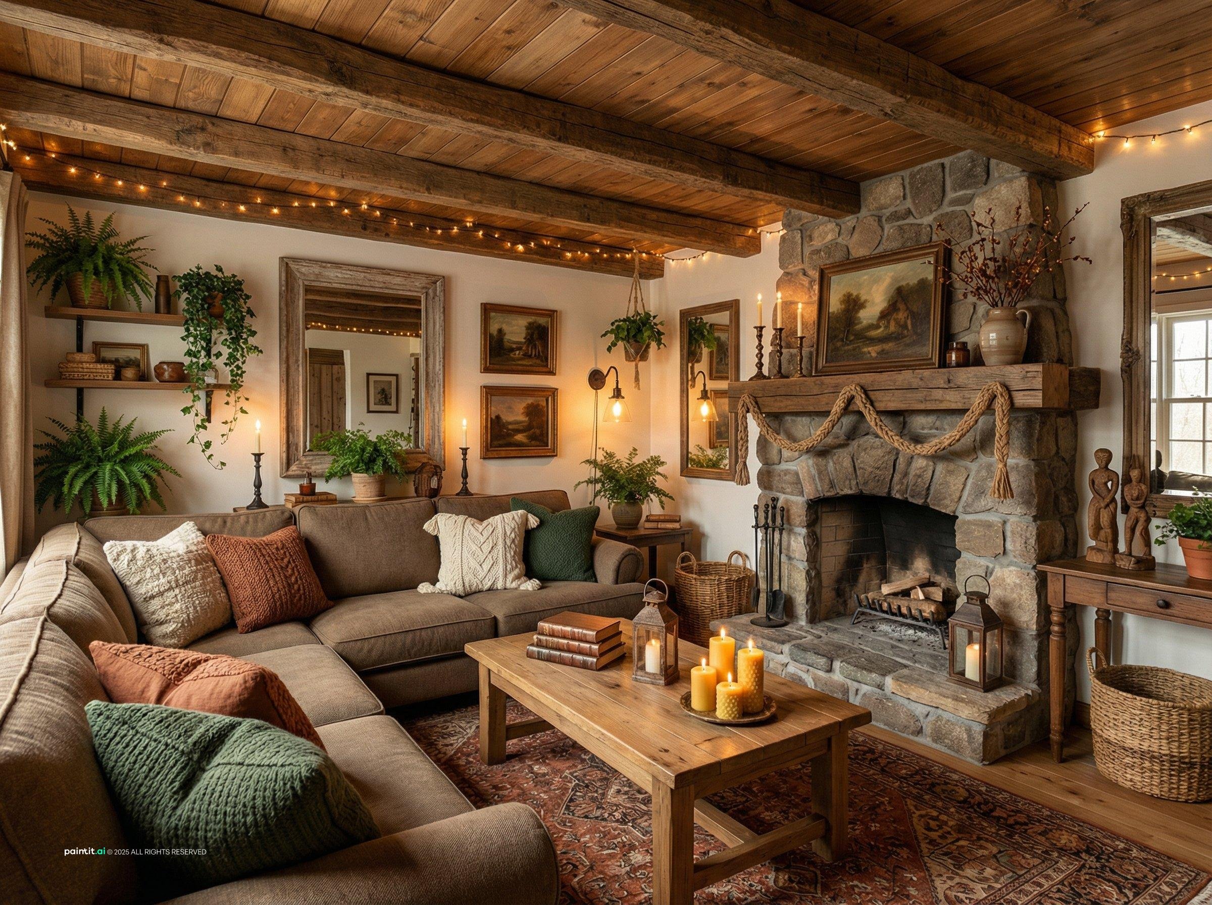 Warm Cozy Christmas Living Room - Festive Decor Ideas | Paintit.ai - 26