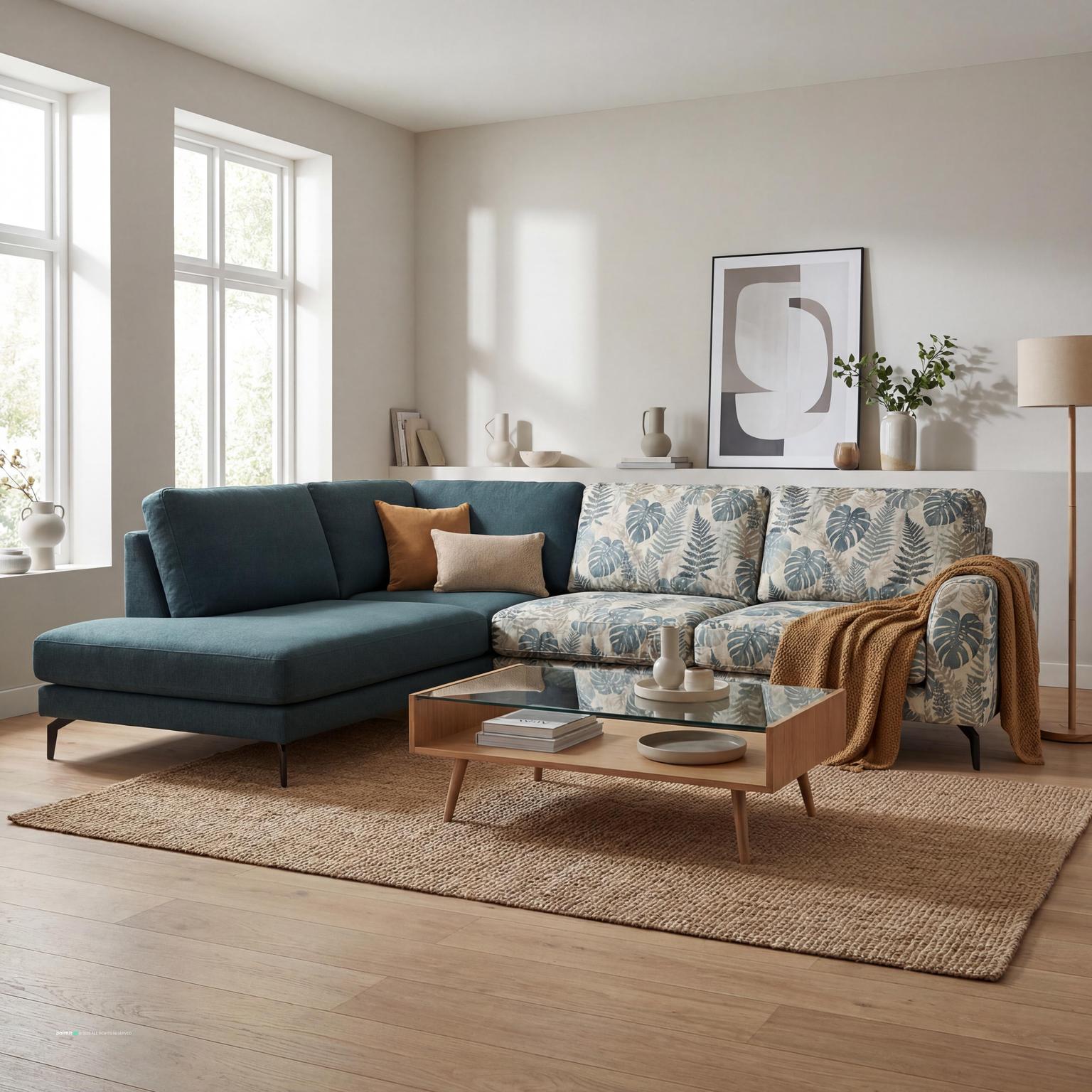 Sleek modern Scandinavian white oak living room design, emphasizing functionality, clean lines, and light wood aesthetics.