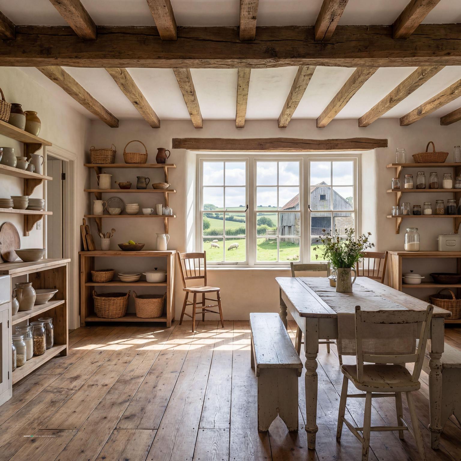 Rustic Farmhouse Interior for Country Style Interior Design Characteristics
