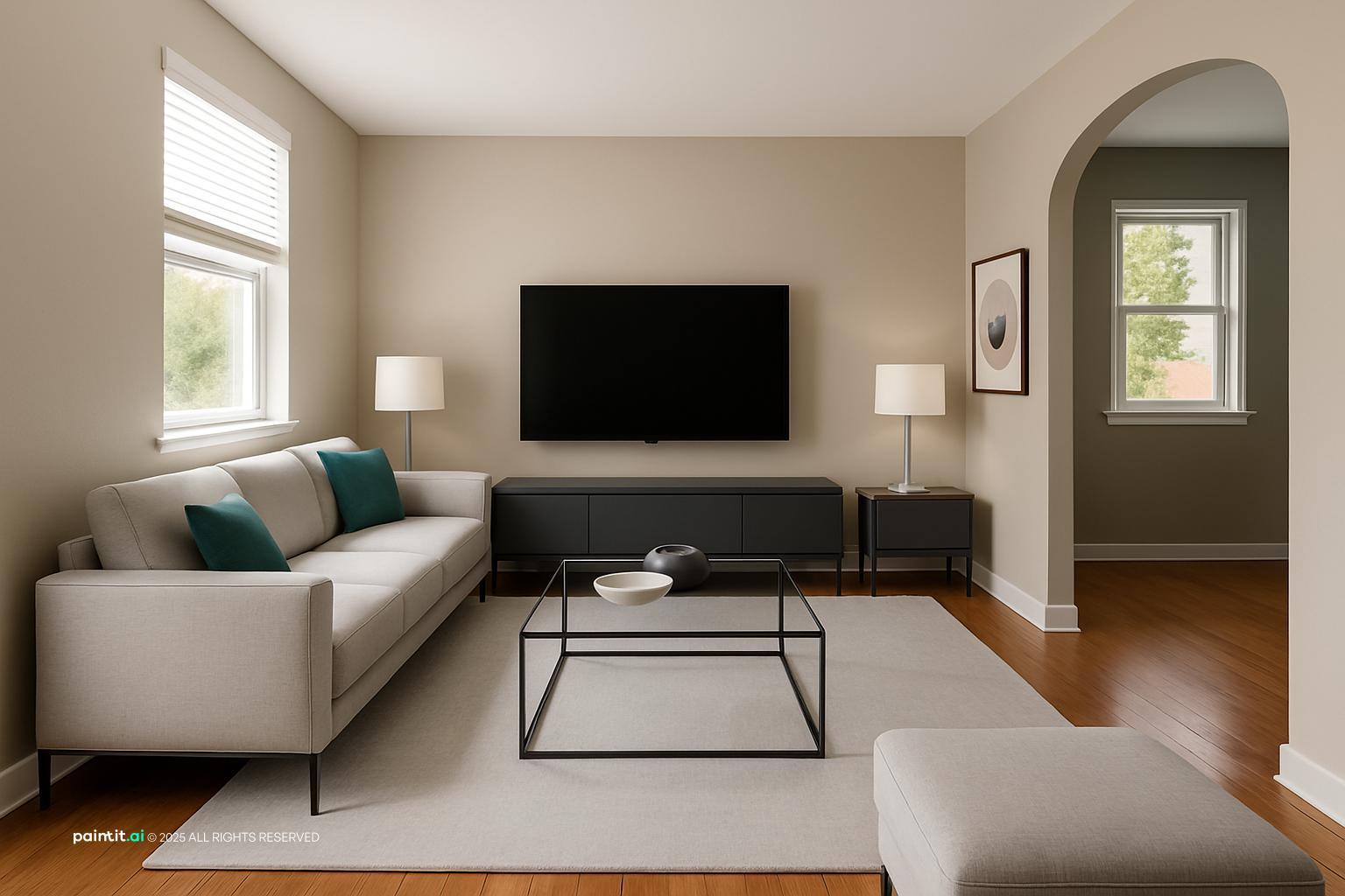 Modern Grey and Beige Living Room - Design & Inspiration | Paintit.ai - 7