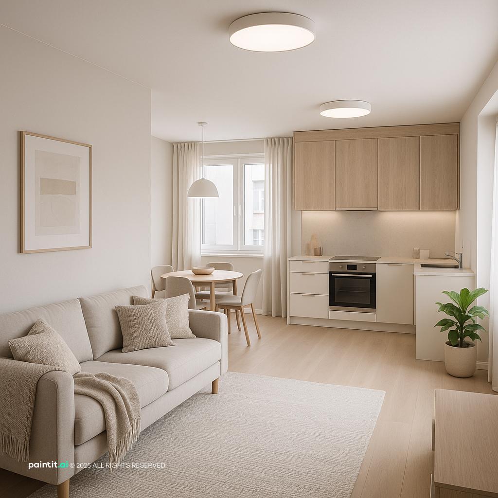 Stylish Family-Friendly Living Room & Kitchen staging a living room