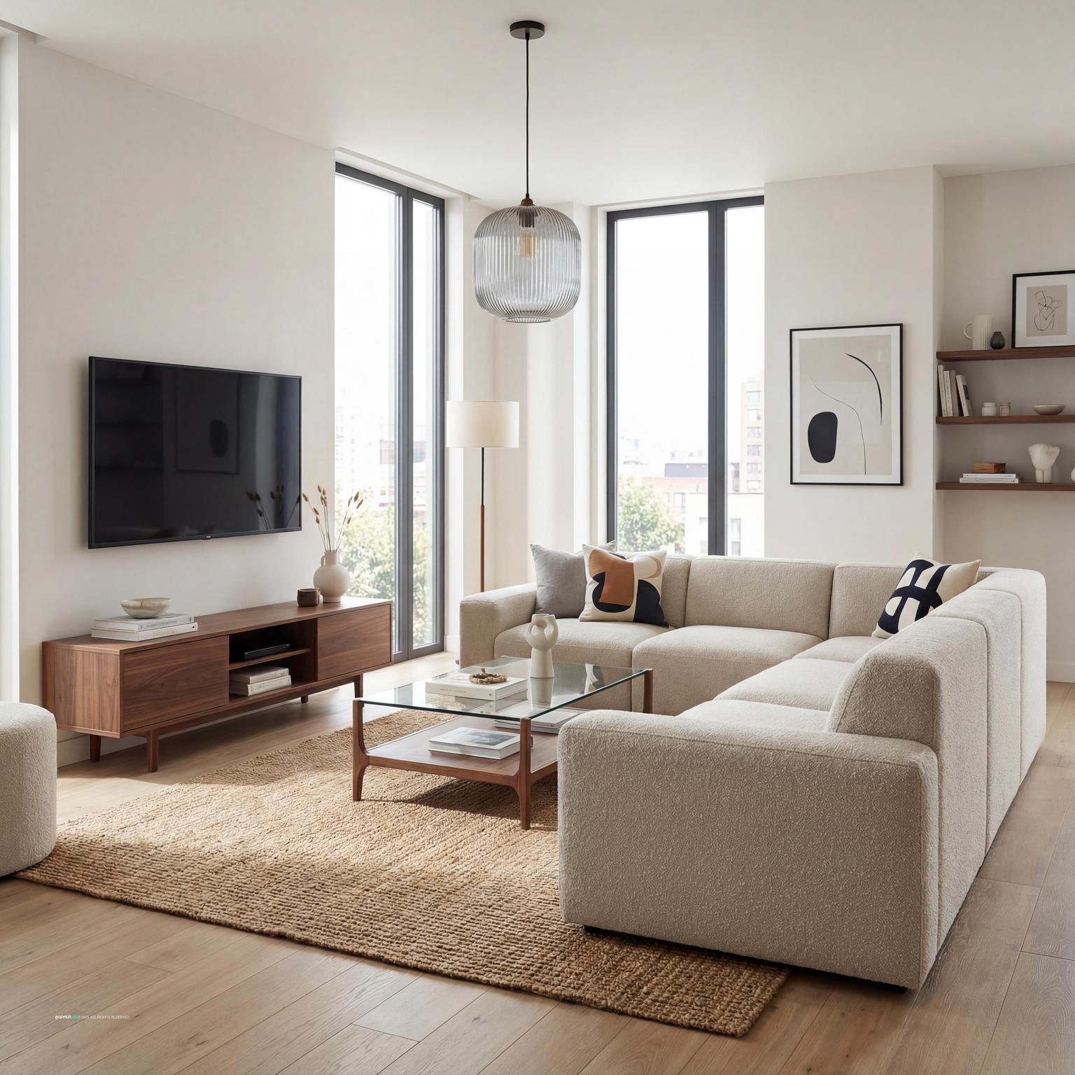 Modern Living Room Design for Cozy Spaces, featuring a compact workstation in living room.