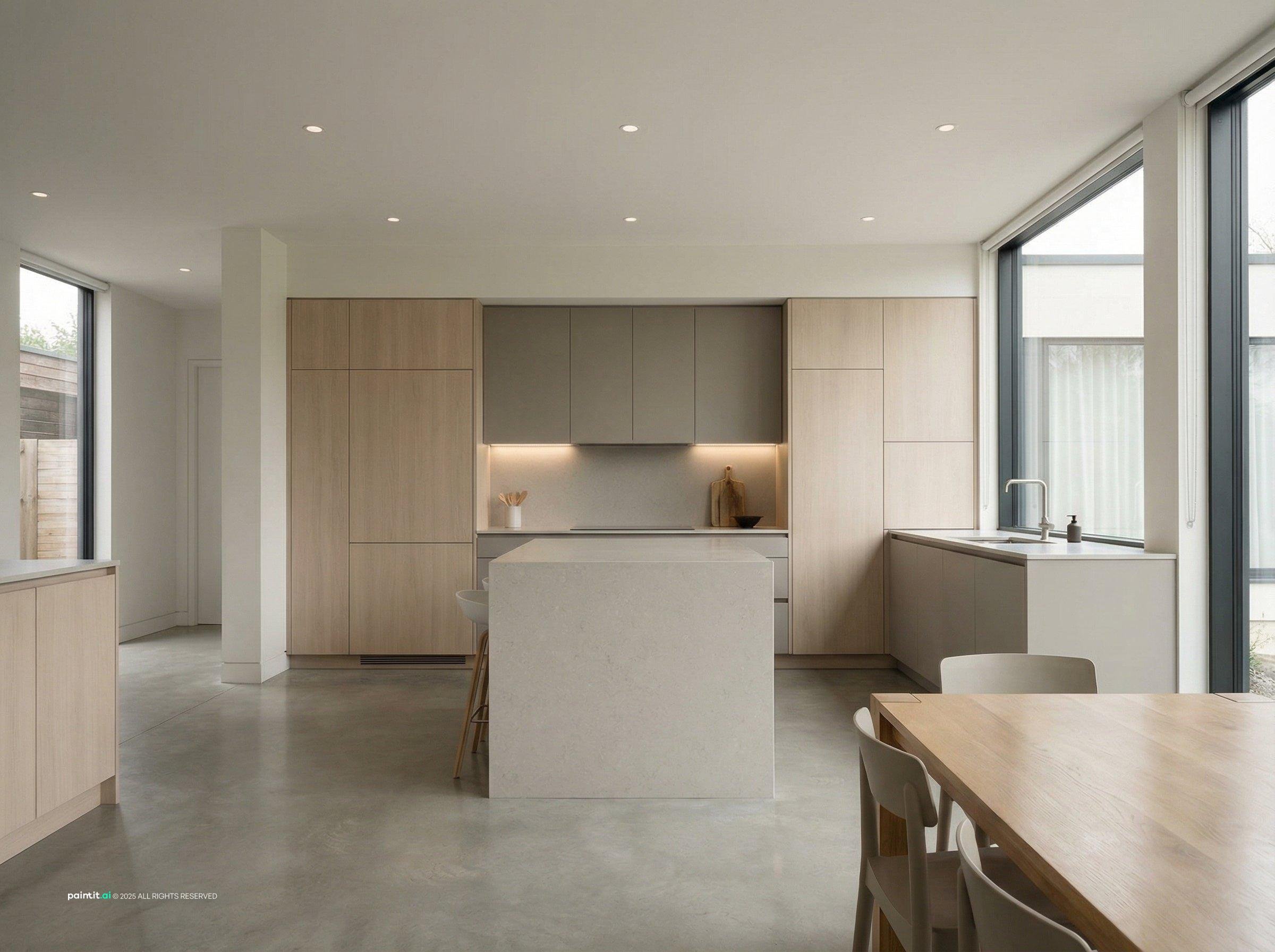 White Kitchen and Living Room: Elegant Interiors | Paintit.ai - 10