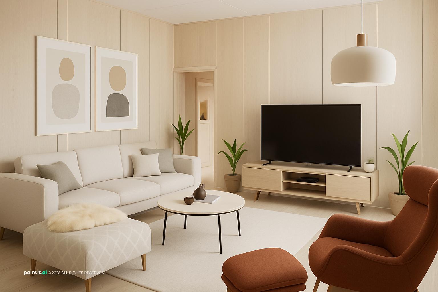 Rustic Scandinavian Living Room - Design Concepts | Paintit.ai - 5