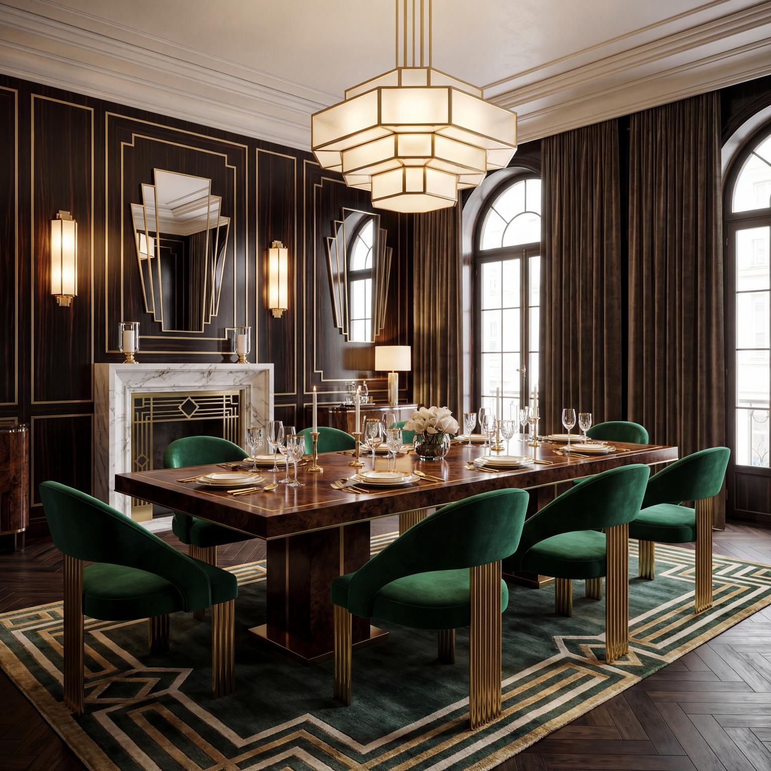 Luxurious Art Deco Dining Room with Period Details for 1920 Interior Design Style