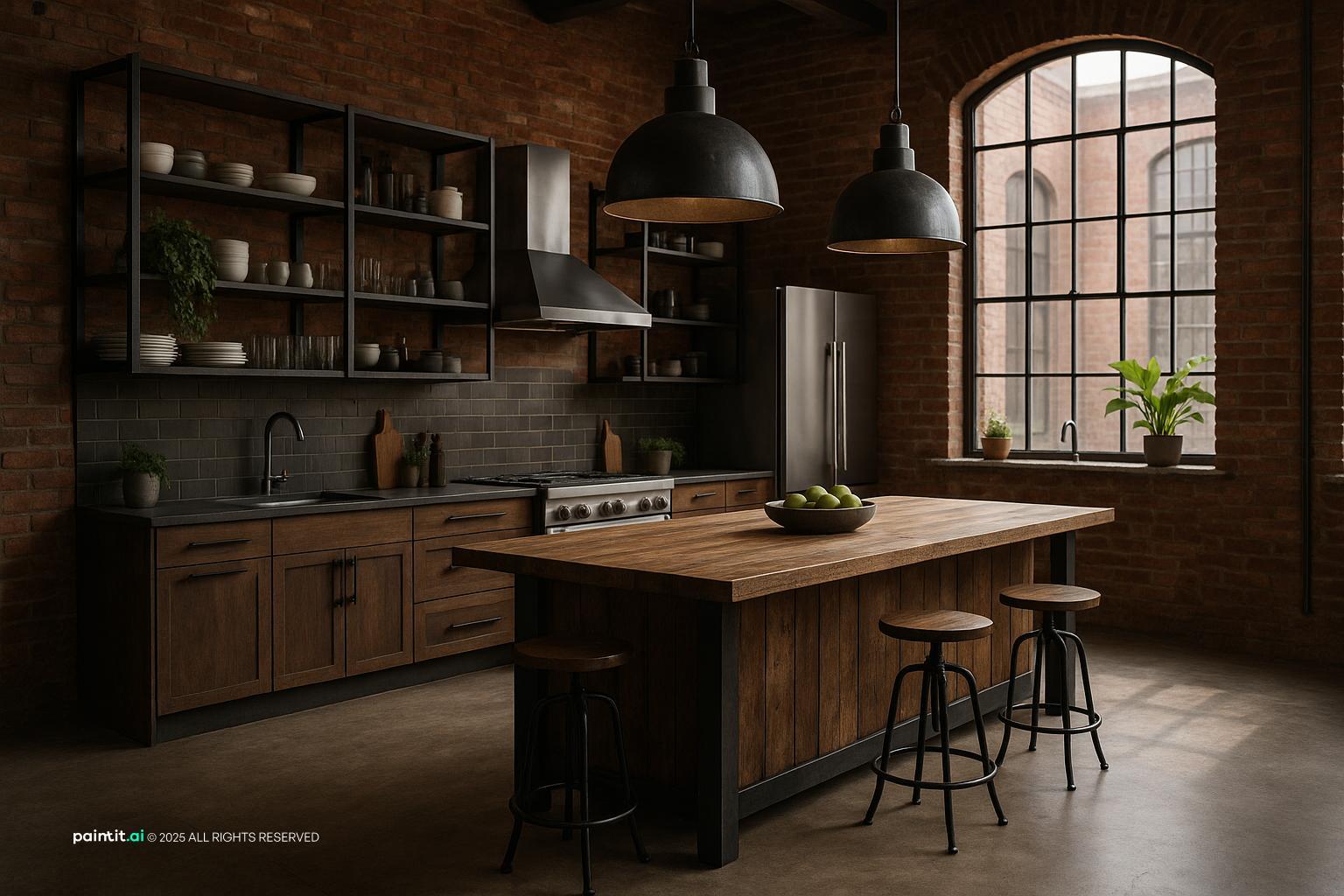 Stunning Industrial Loft Kitchen with Metal Detail for Loft Style Interior Design