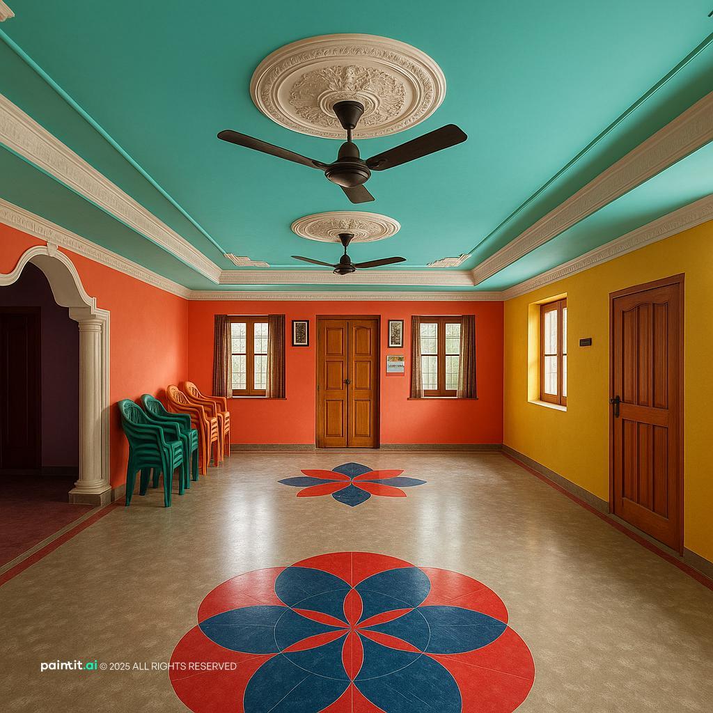 Yellow and Turquoise Living Room - Design Ideas | Paintit.ai - 13