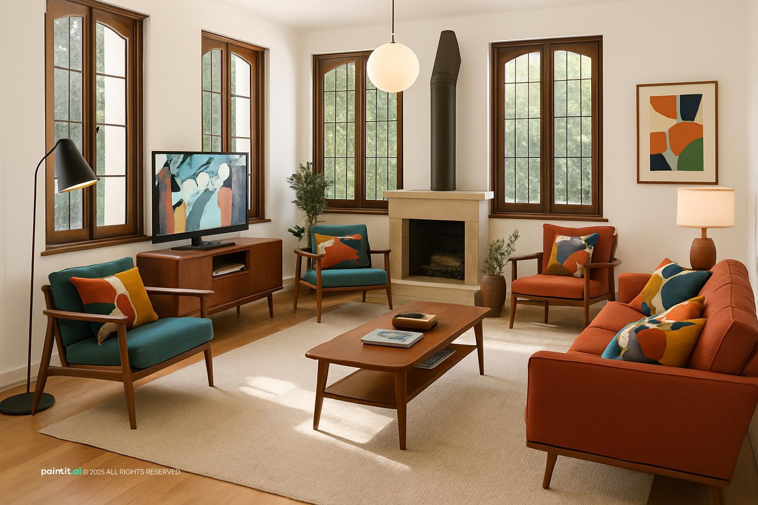1960s Living Room: Mid-Century Modern Decor | Paintit.ai - 15
