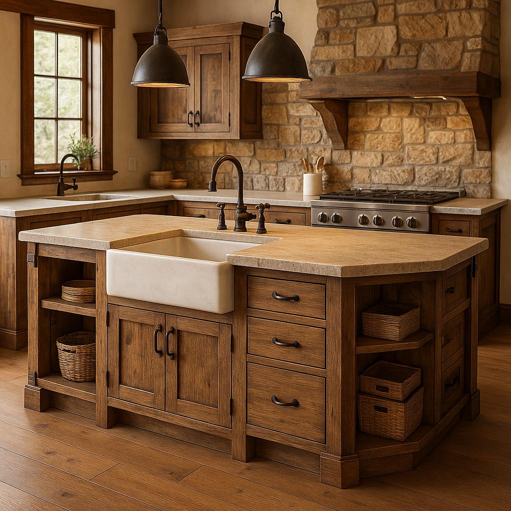 Rustic Kitchen Island for Country Style Interior Design Characteristics