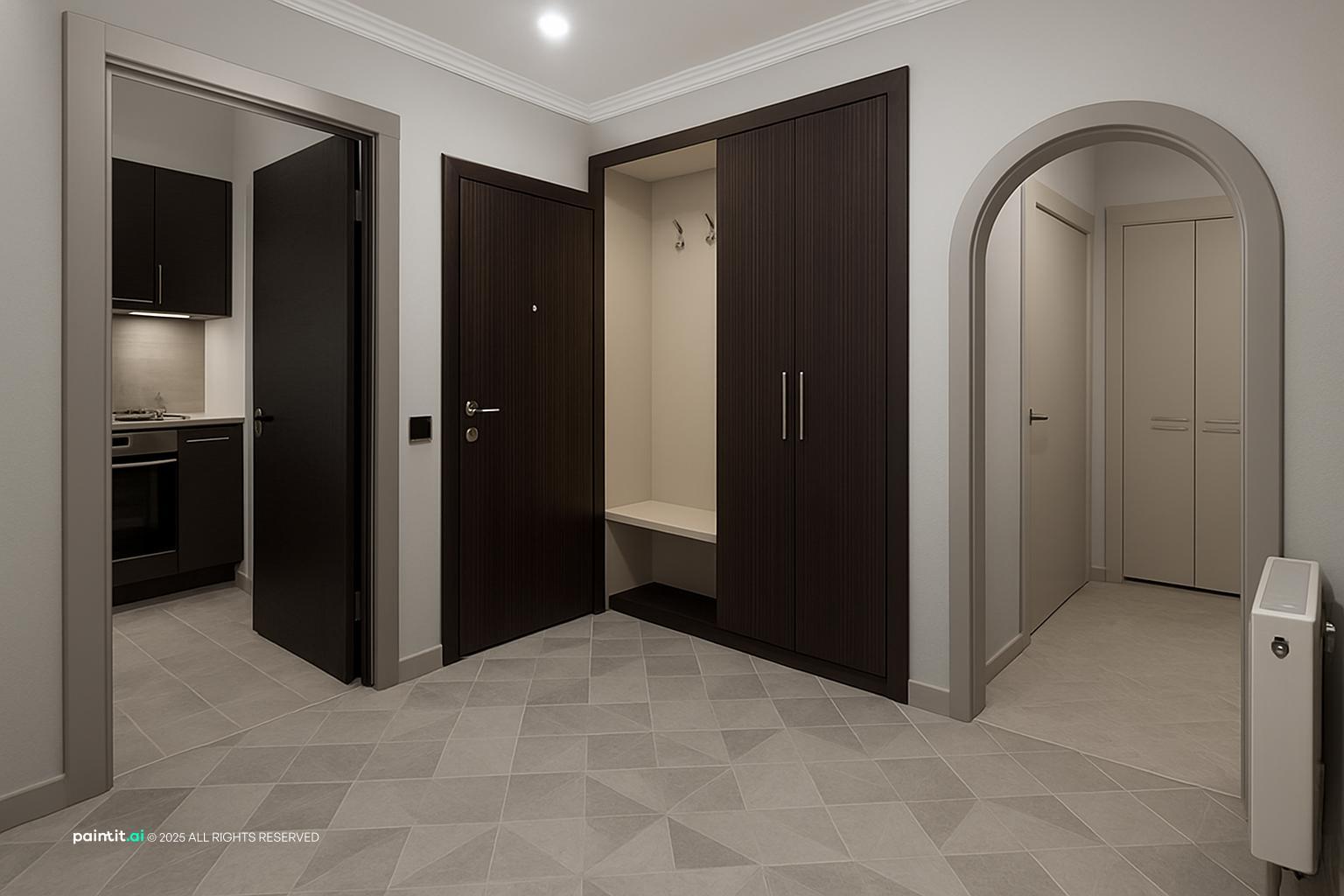 Worldly Gray Living Room: Sophisticated Interior Design | Paintit.ai - 5