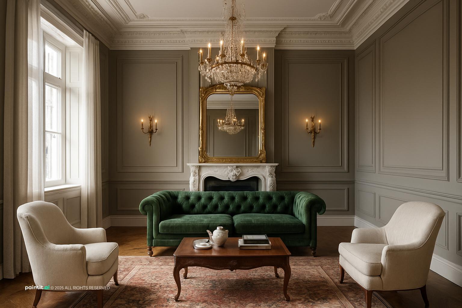 English neoclassical room design for English style interior design