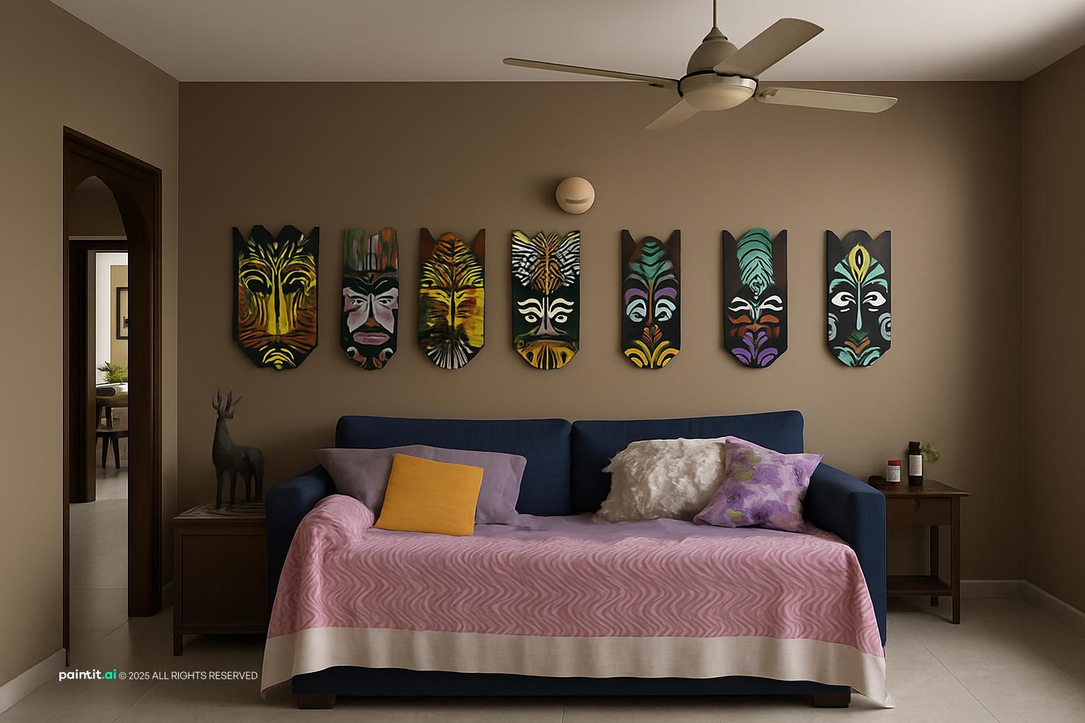 Navy Blue and Burnt Orange Living Room - Design Ideas | Paintit.ai - 14