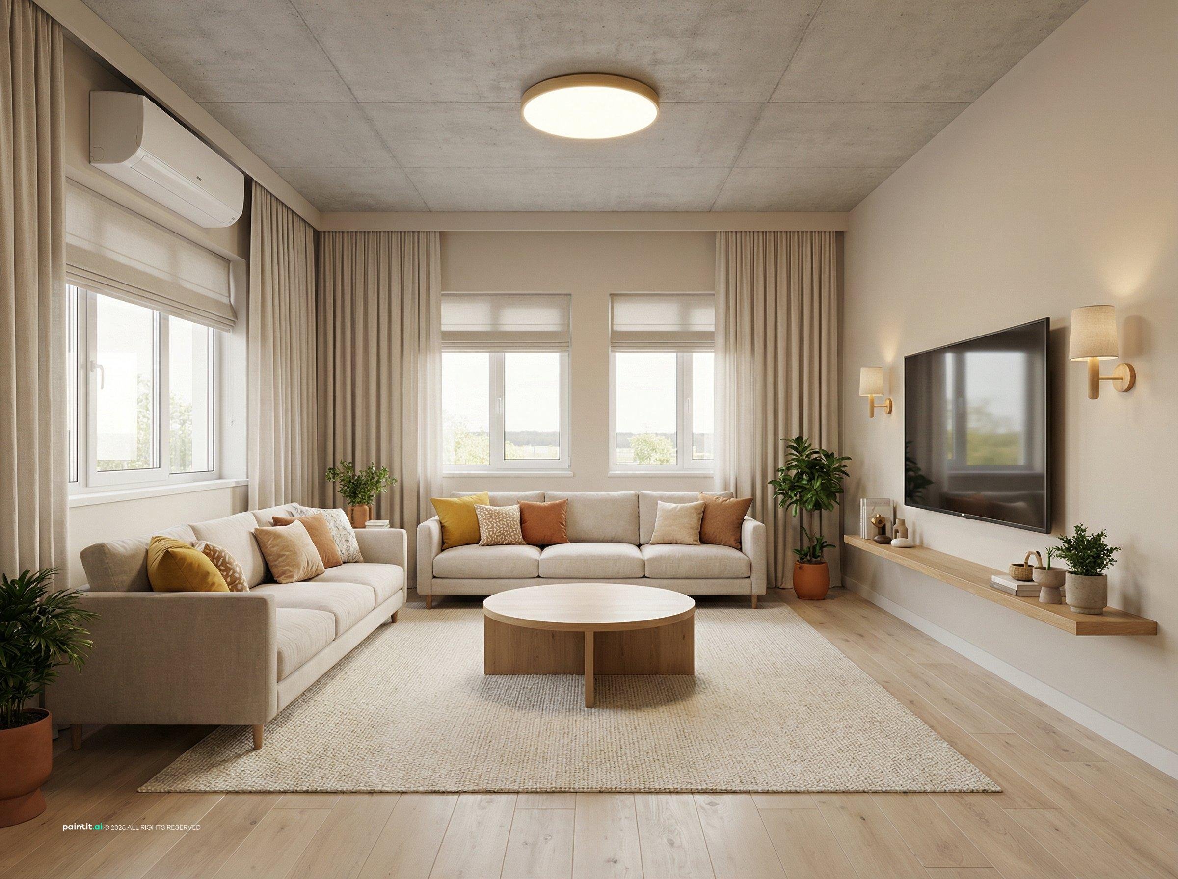 Yellow and Beige Living Room - Design Inspiration | Paintit.ai - 32