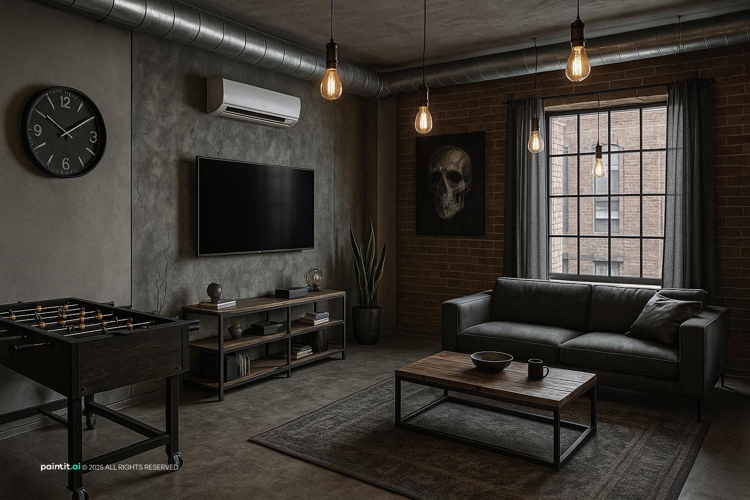 Vintage Industrial Living Room - Design Inspiration | Paintit.ai - 28