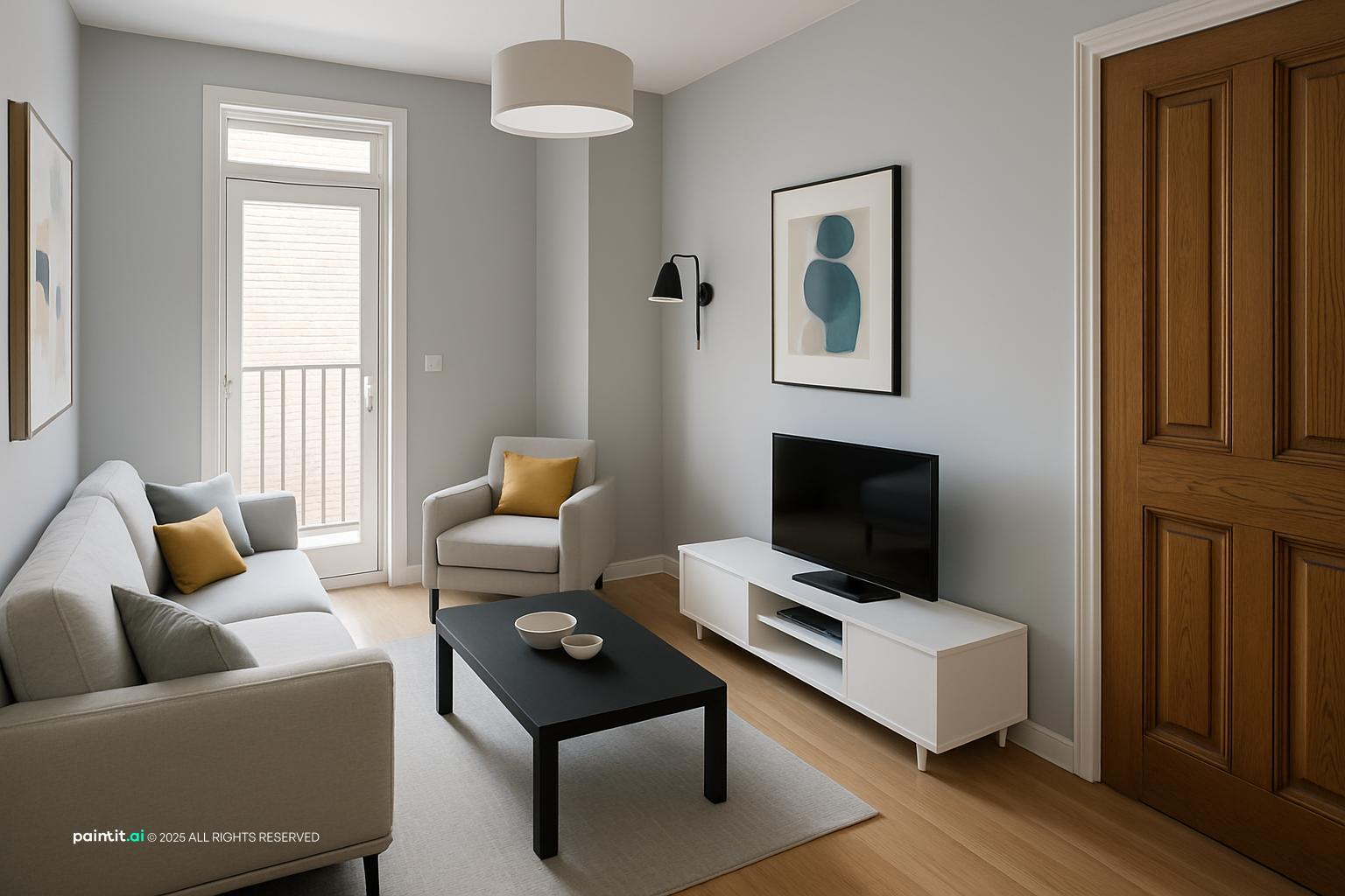 Worldly Gray Living Room: Sophisticated Interior Design | Paintit.ai - 32