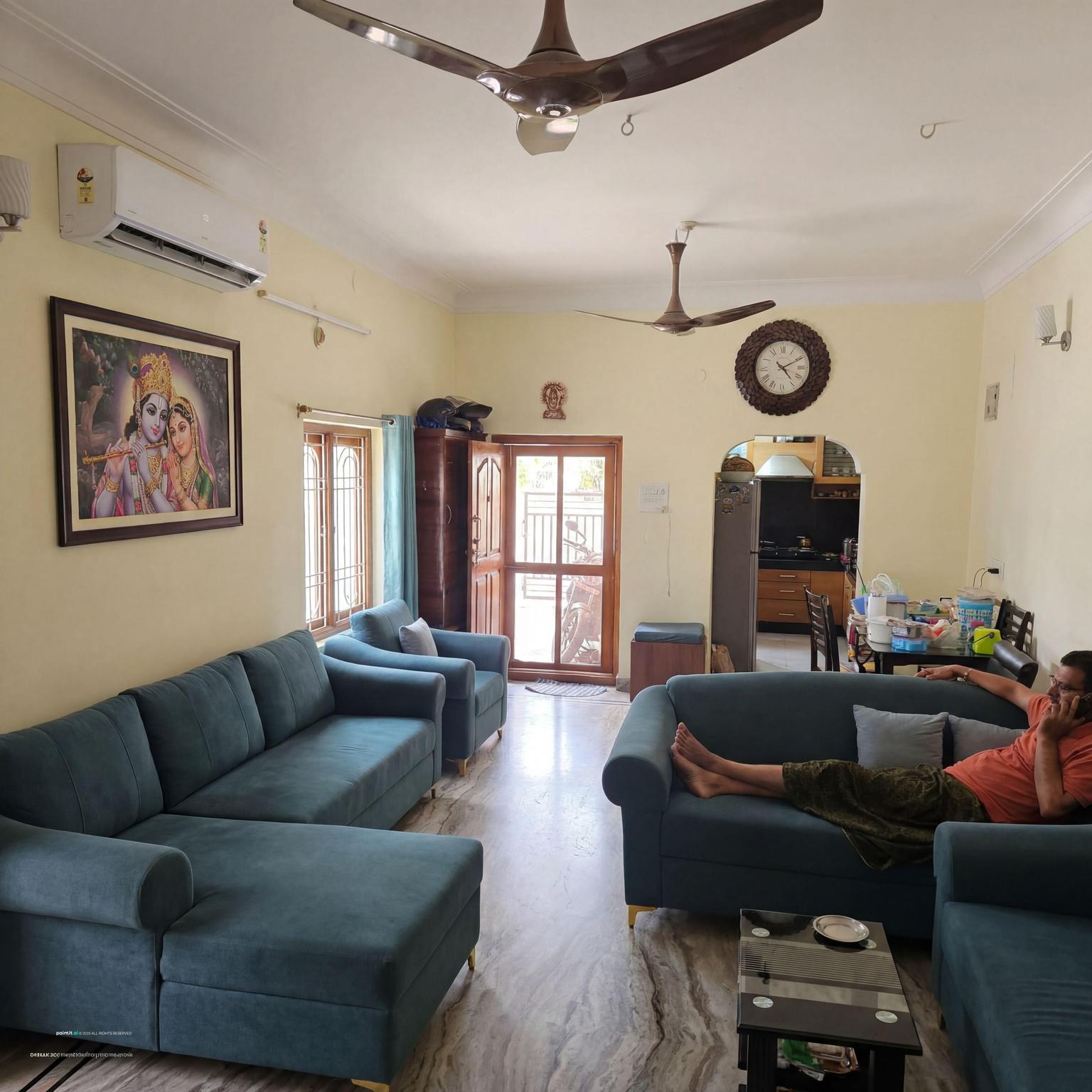 Yellow and Turquoise Living Room - Design Ideas | Paintit.ai - 11