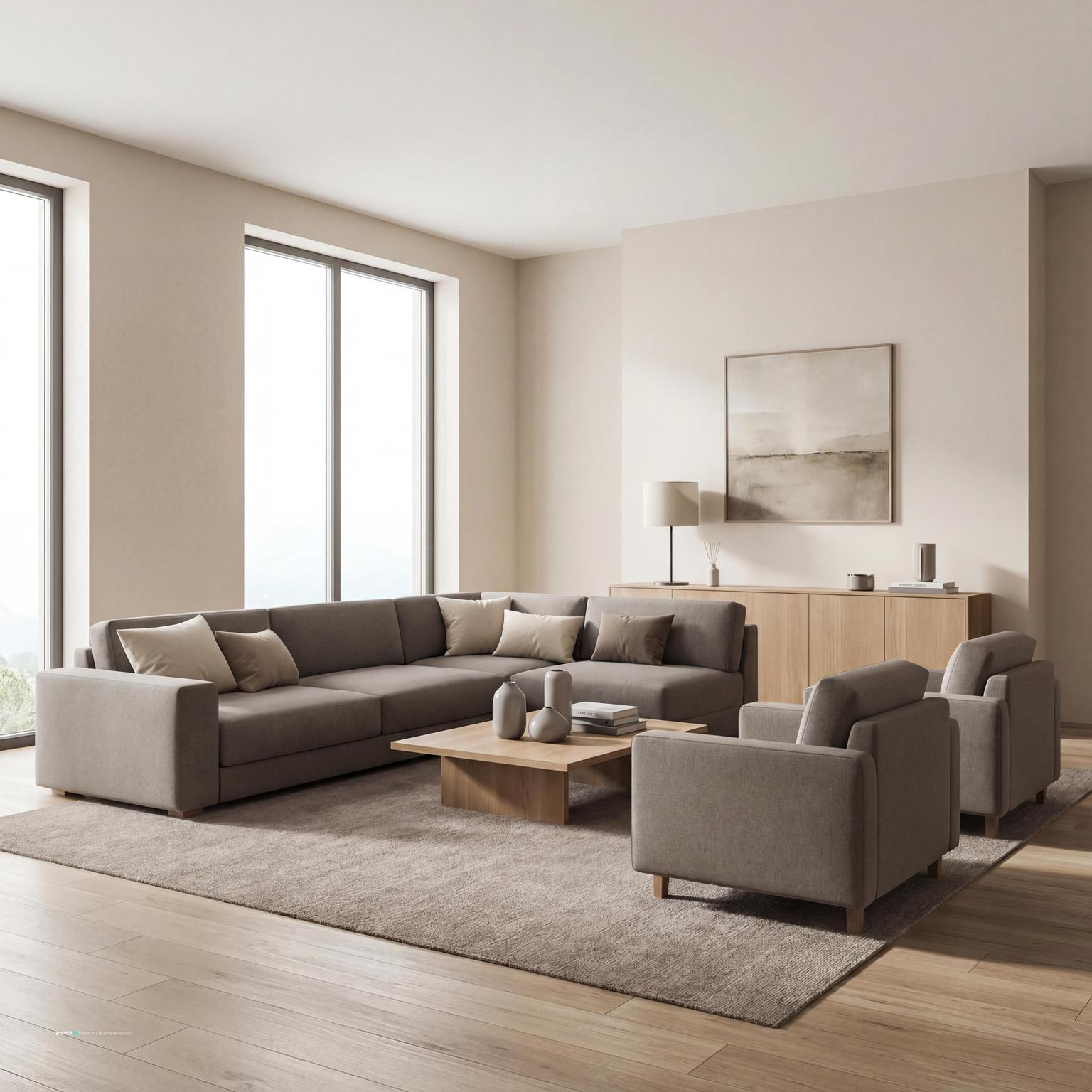 Contemporary Room Design in Warm Neutrals for Kelly Hoppen Interior Design Style
