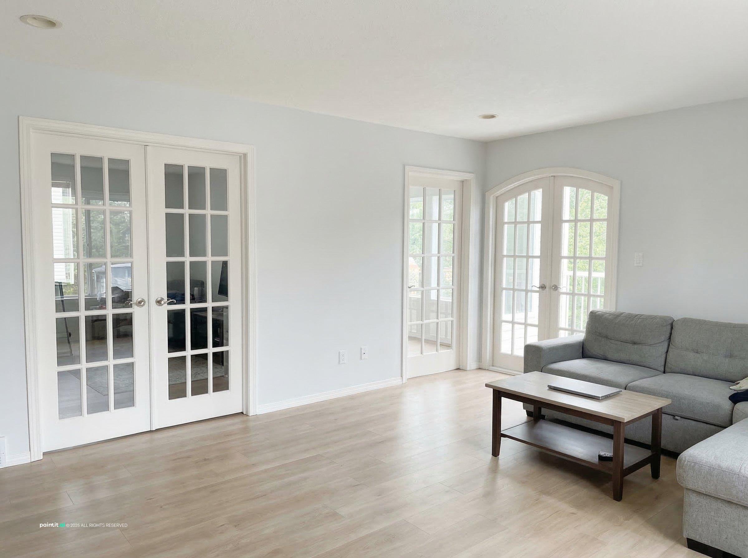 Worldly Gray Living Room: Sophisticated Interior Design | Paintit.ai - 4