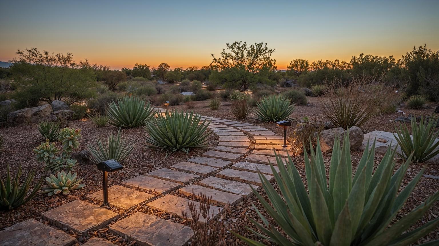Low-Maintenance Desert Landscape with Pathways