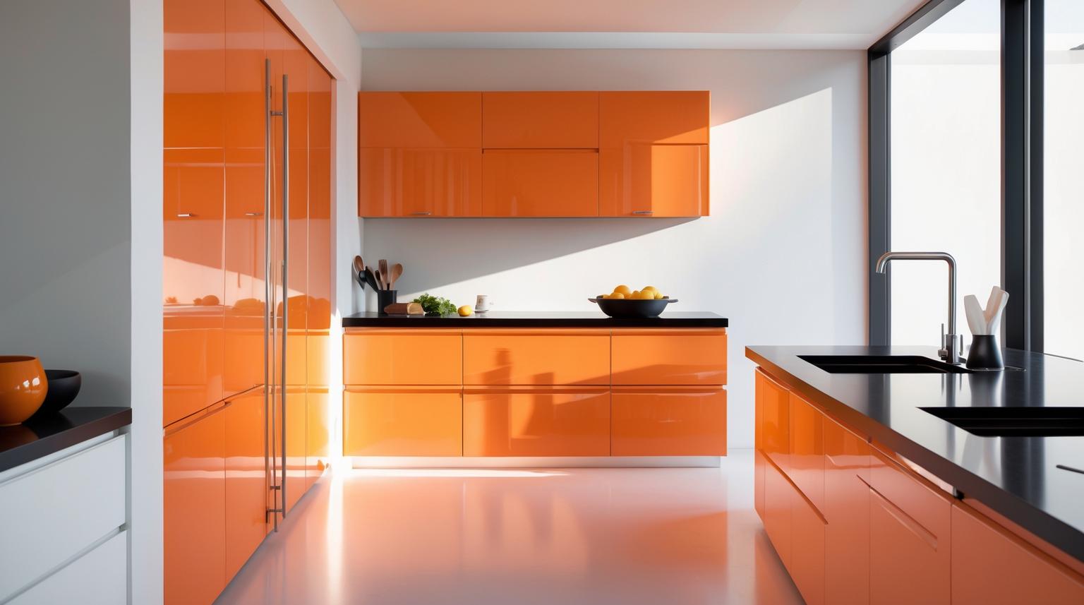 Glossy Orange Cabinets