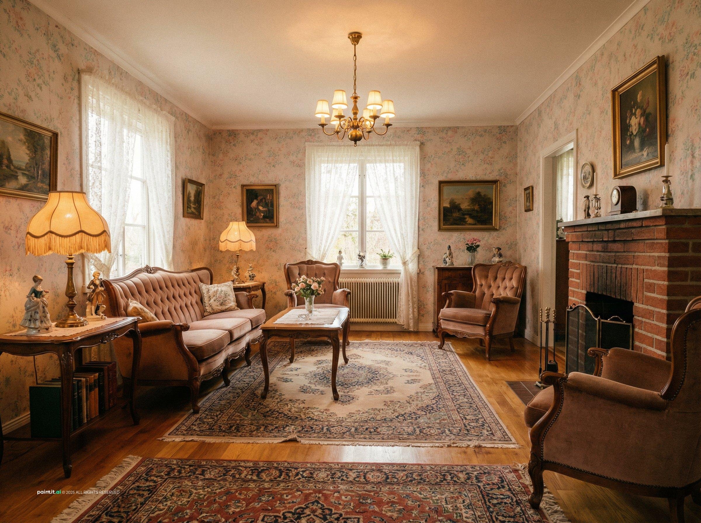 Middle Class 1940s Living Room - Vintage Home Inspiration | Paintit.ai - 3