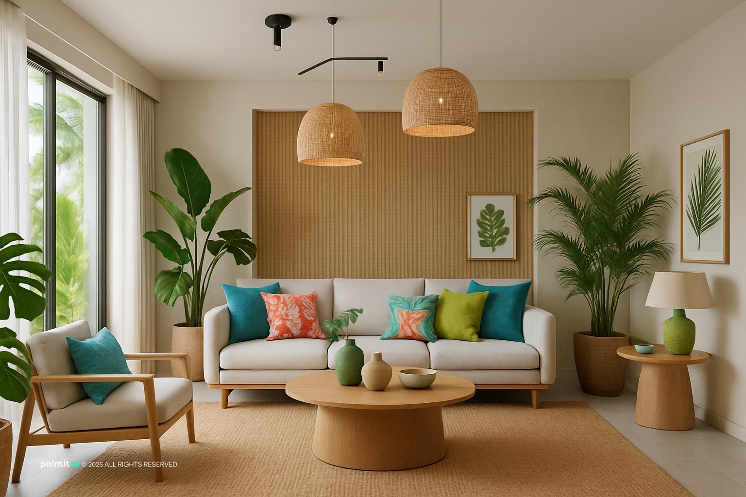 Teal Living Room Ideas with Teal Accents and Soft Textiles with Plants and Greenery showing teal accents, soft textiles, plants and greenery for Teal Li...
