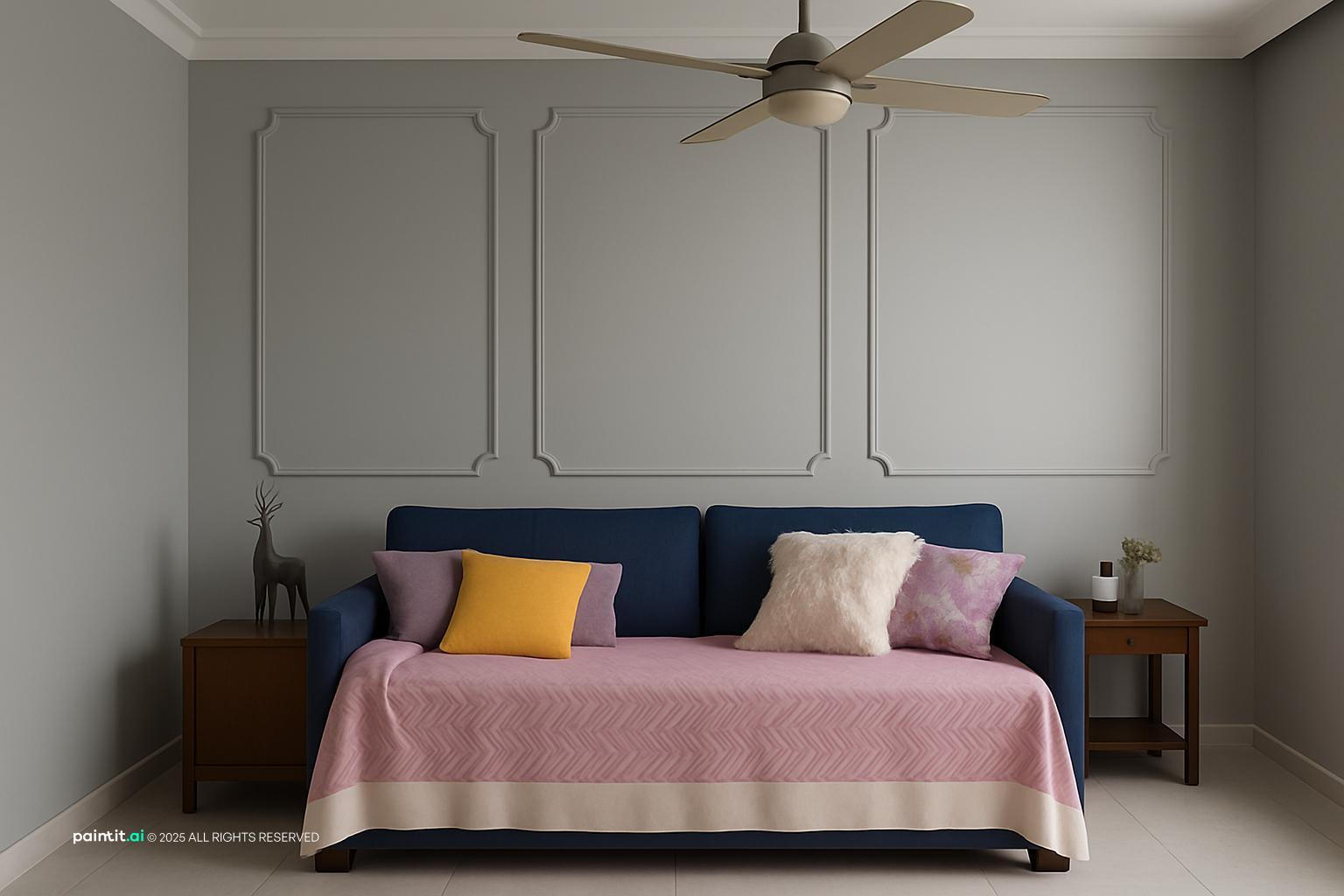 Grey White and Blue Living Room - Design Concepts | Paintit.ai - 30