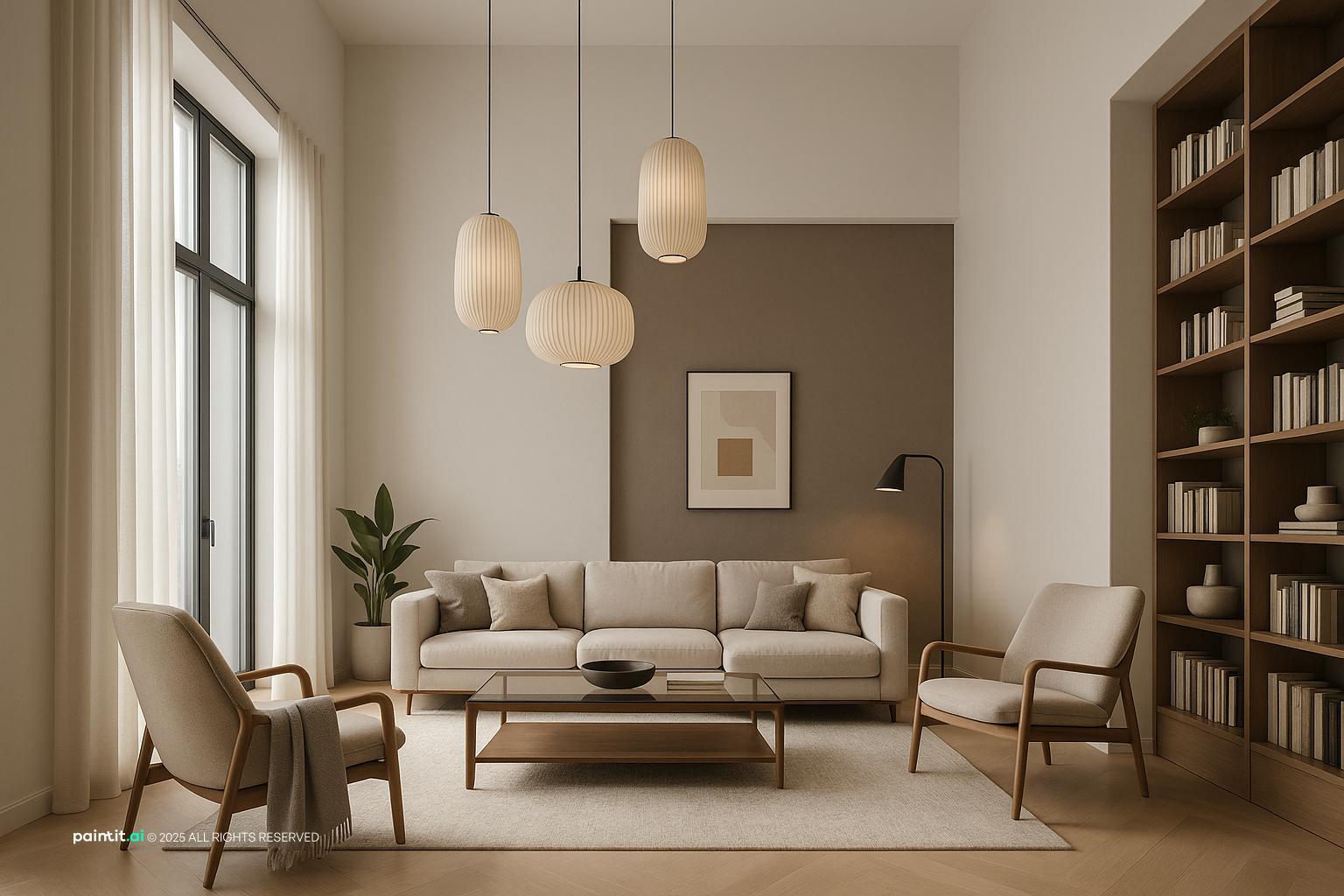 Double-height living room with a reading nook