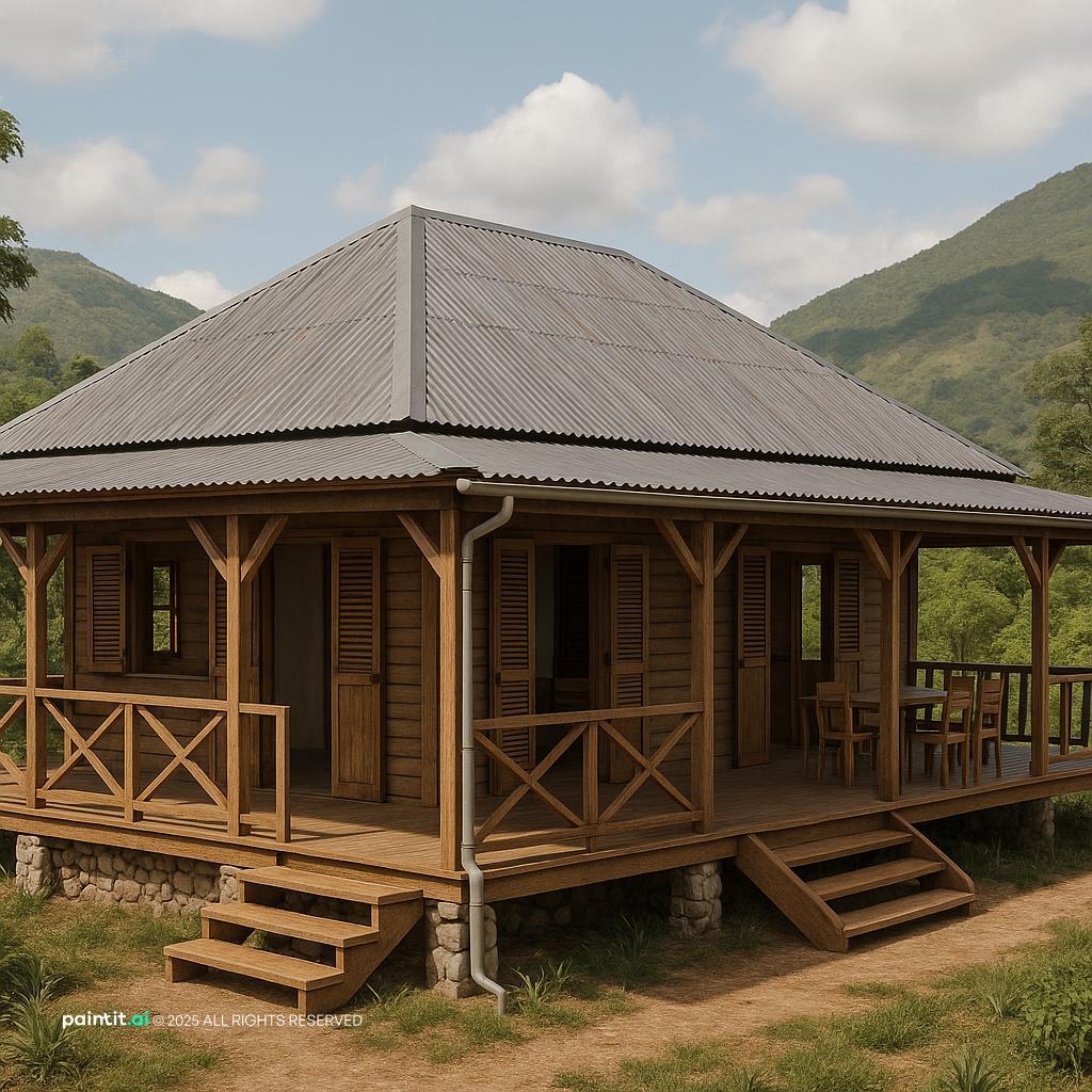 Mountain House Design in Southern Haiti with windows and open and a calm living room atmosphere.