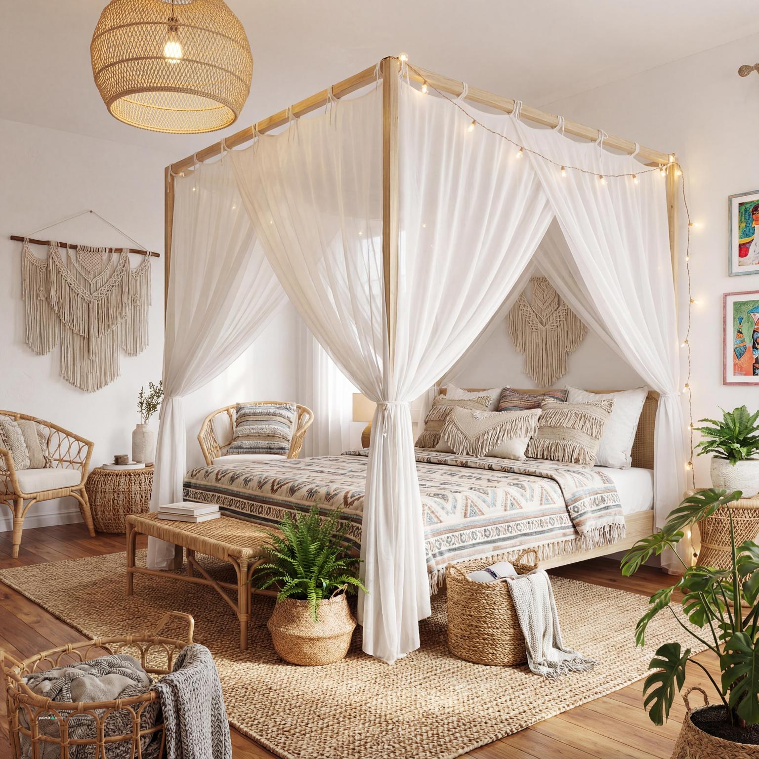 Elegant Boho-Chic Bedroom for Bohemian Style Interior Design Characteristics