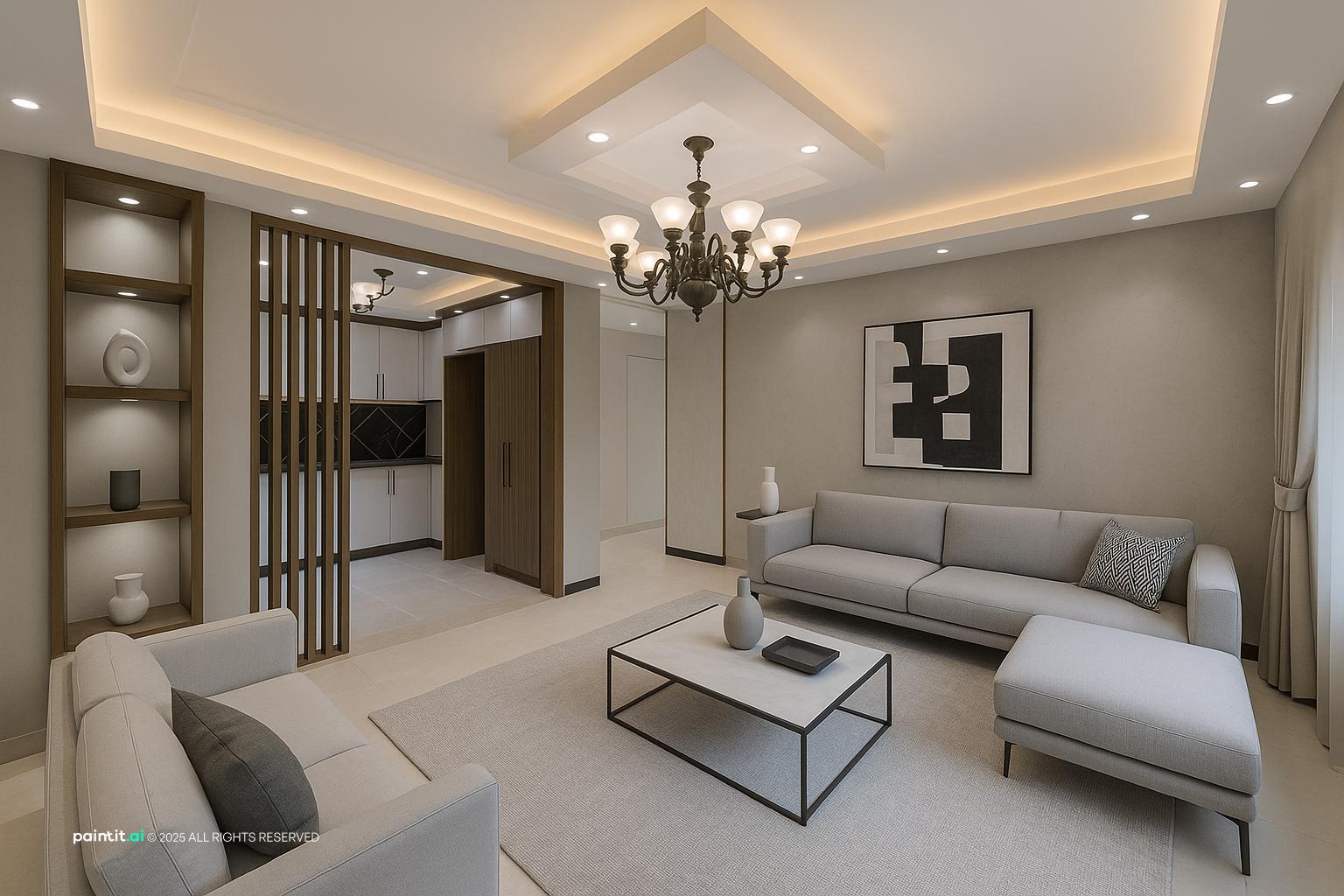 White Gold Living Room - Luxurious Decor Ideas | Paintit.ai - 32