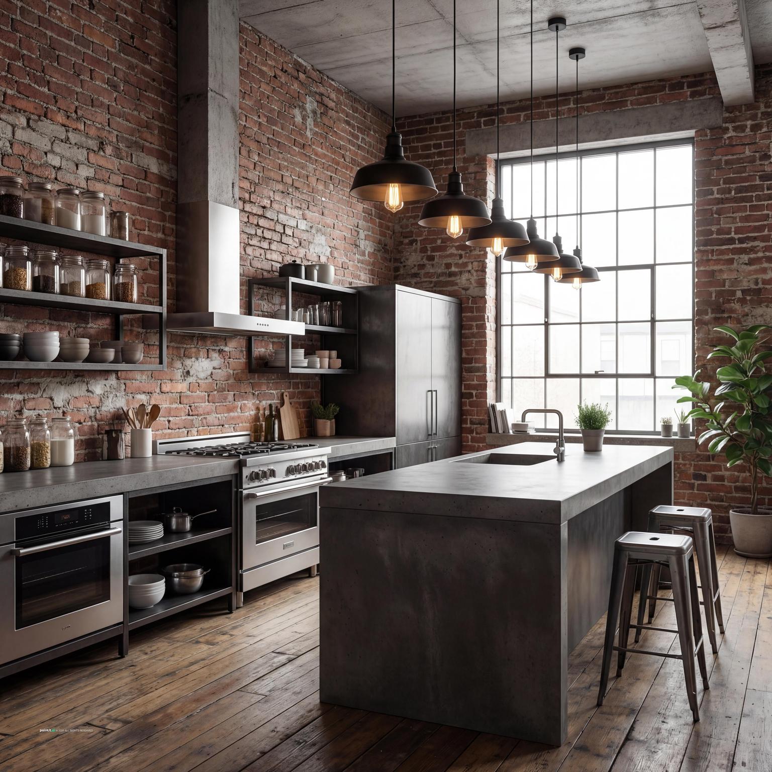 Stylish Industrial Loft Kitchen Design for New York Loft Style Interior Design