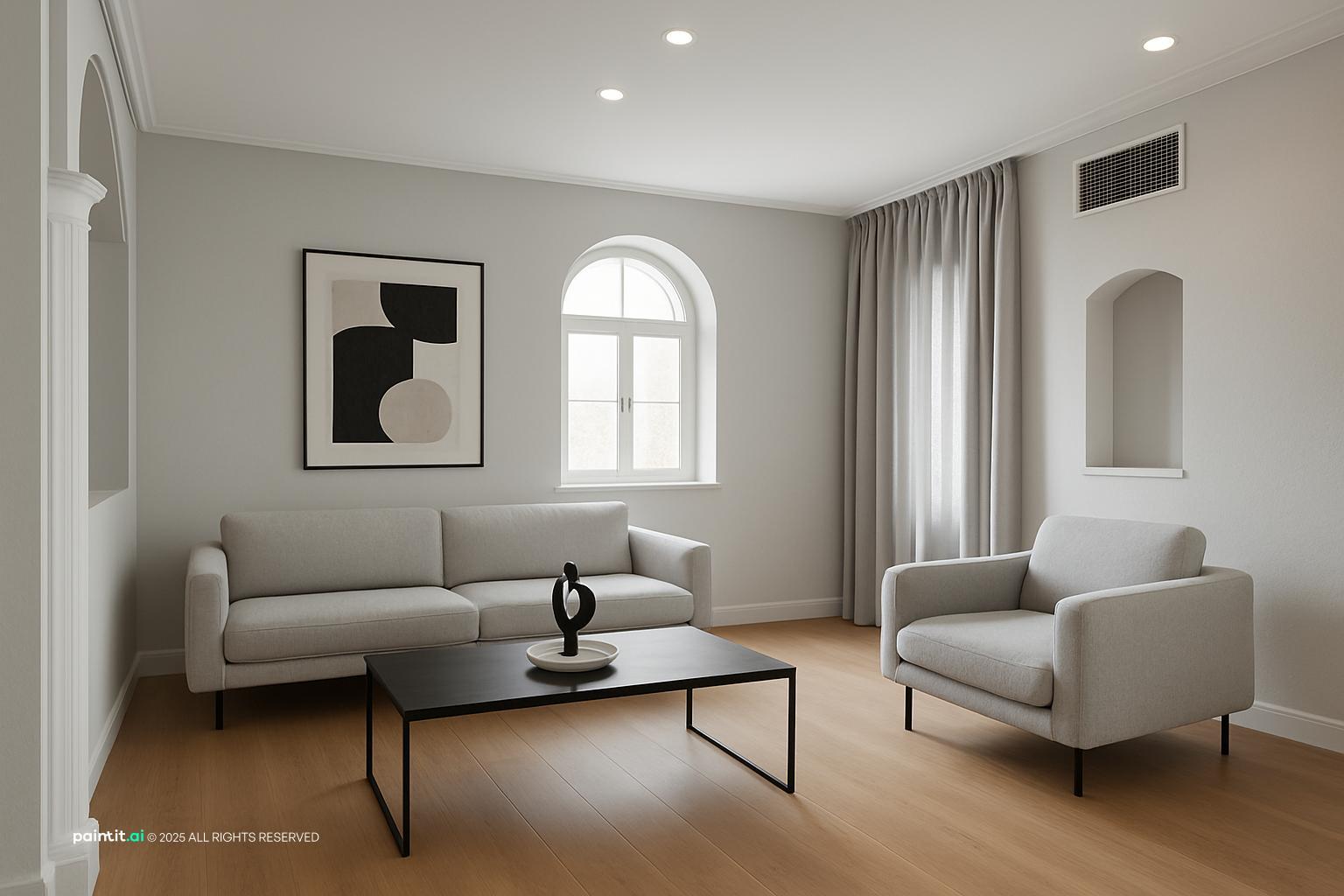 White Floors Living Room - Elegant Interior Design | Paintit.ai - 13