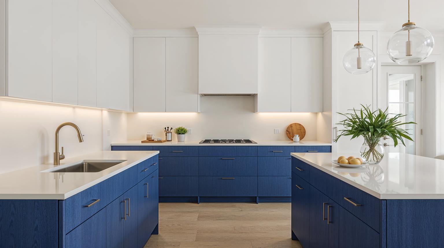 Two-Tone Kitchens with Royal Blue