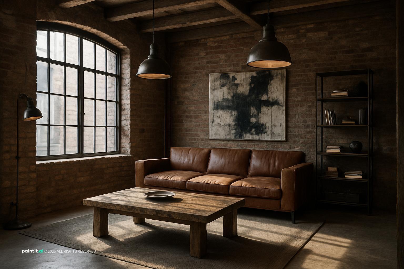 Vintage Industrial Living Room - Design Inspiration | Paintit.ai - 22