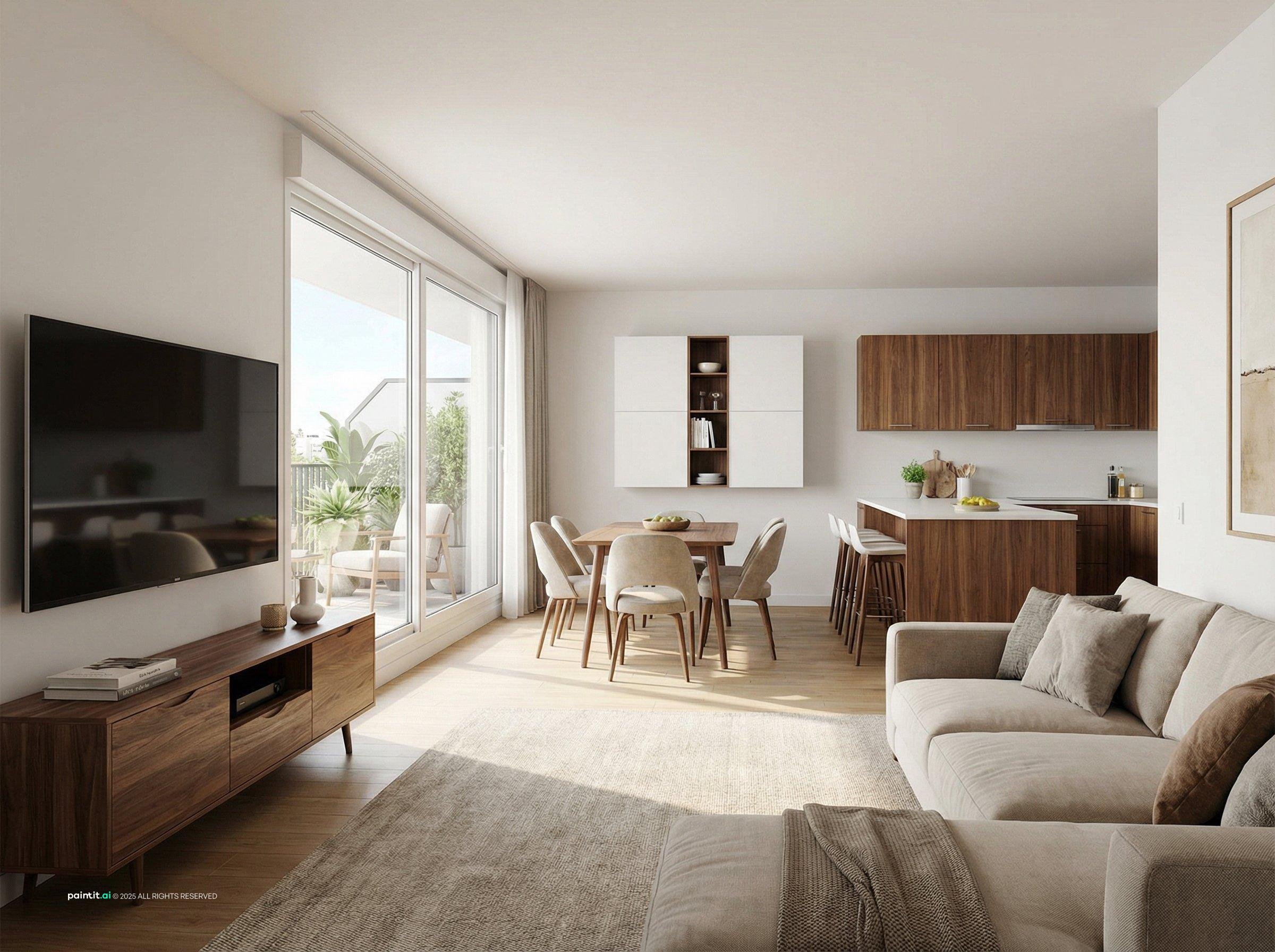 White Kitchen and Living Room: Elegant Interiors | Paintit.ai - 28