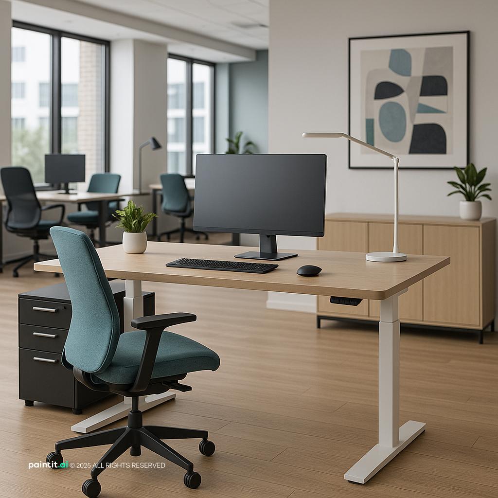 Contemporary office with collaborative staff workspace