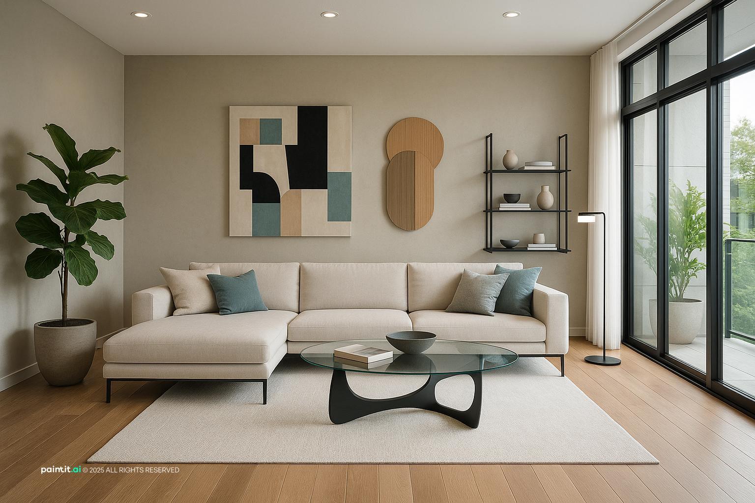 Modern Living Room Ideas with Plants and Greenery and Layered Neutrals showing plants and greenery, layered neutrals, natural light for Modern Living Ro...