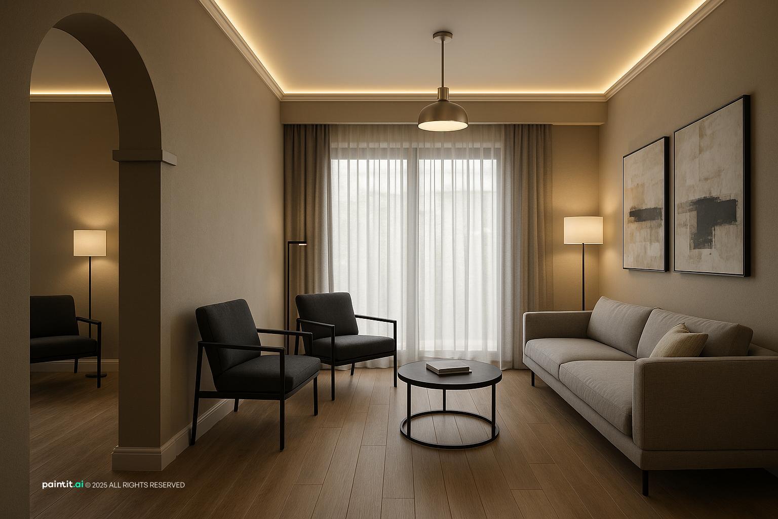 Zebra Shades Living Room - Modern Window Treatments | Paintit.ai - 24