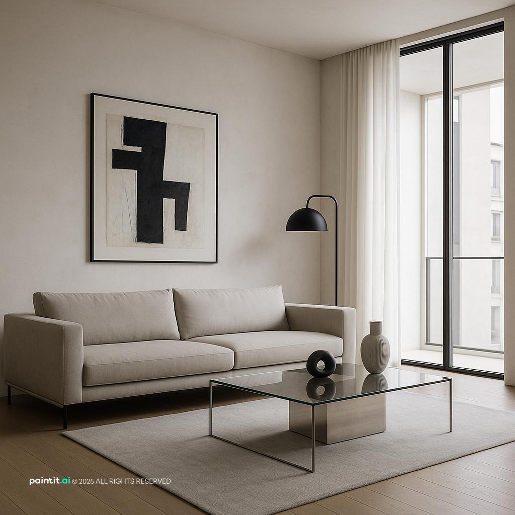 White Living Room With Black Trim - Elegant Interiors | Paintit.ai - 30