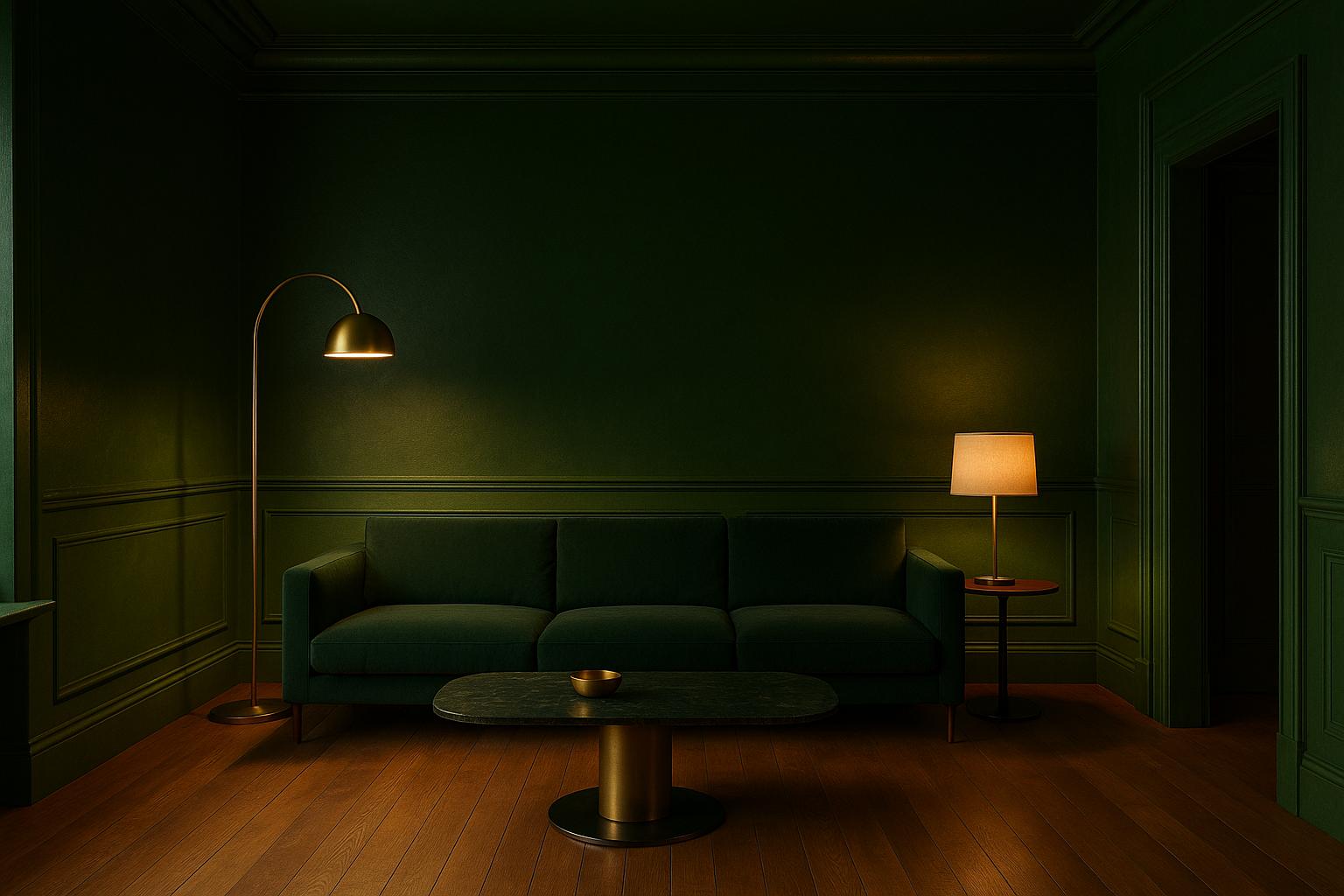 Dramatic Dark Green Living Room Design inspired by Mint Green Living Room