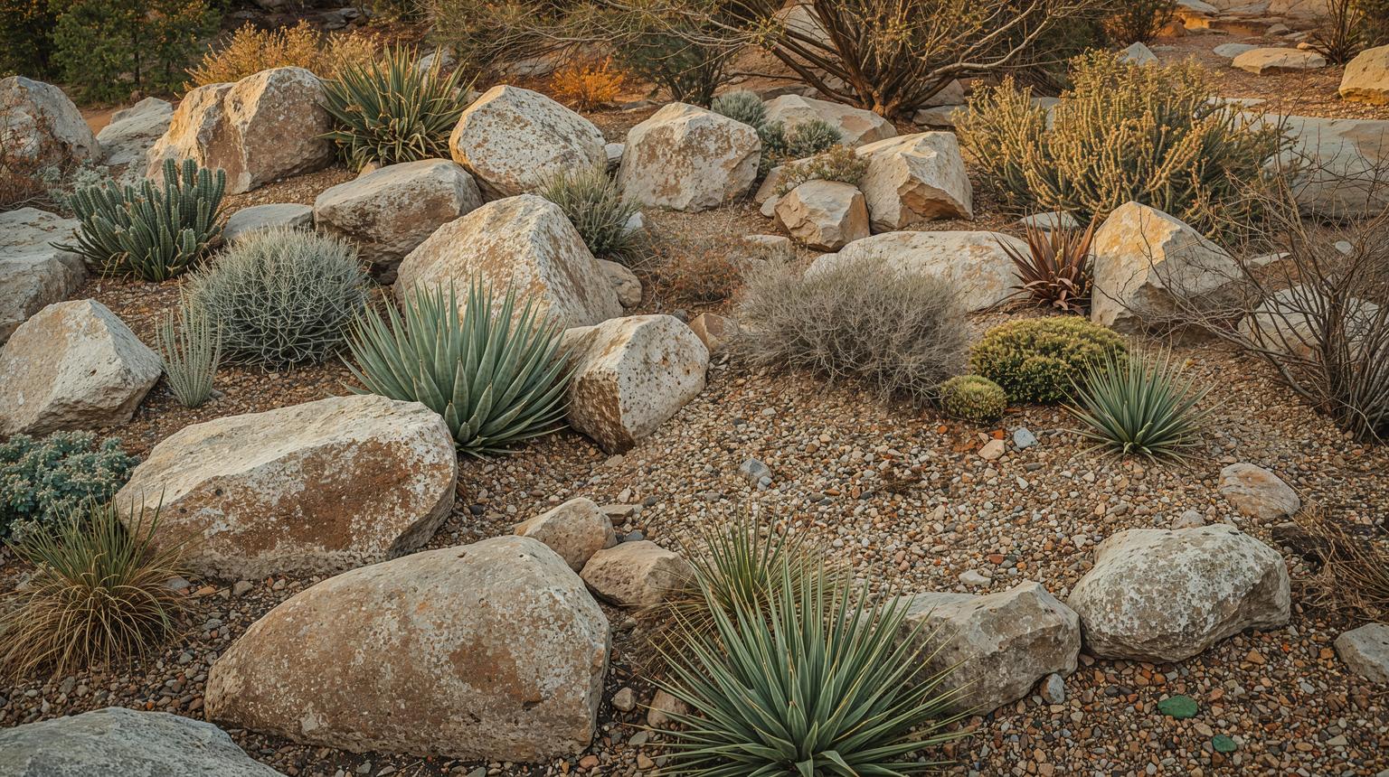 Rock Garden with Succulents and Cacti