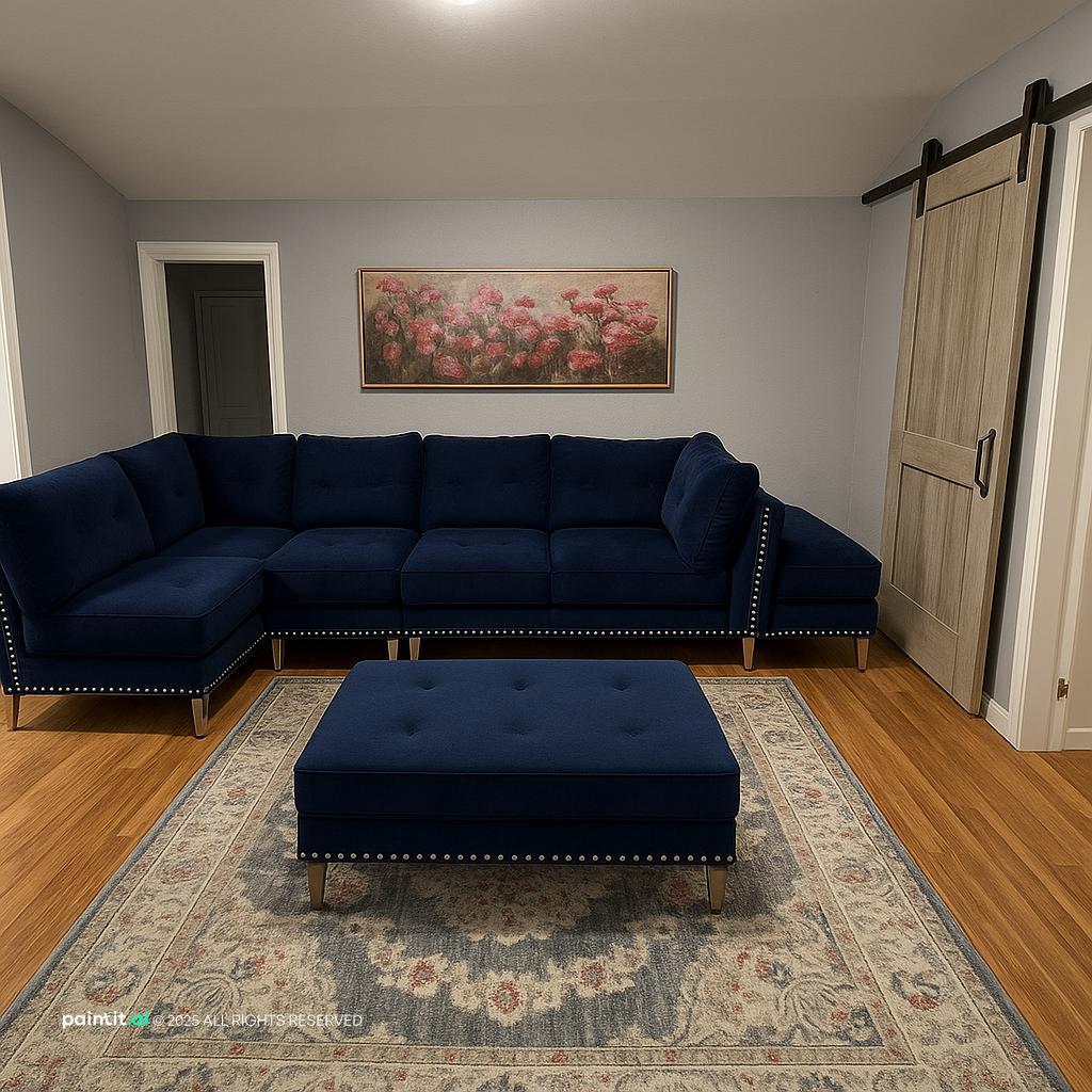 Grey White and Blue Living Room - Design Concepts | Paintit.ai - 22