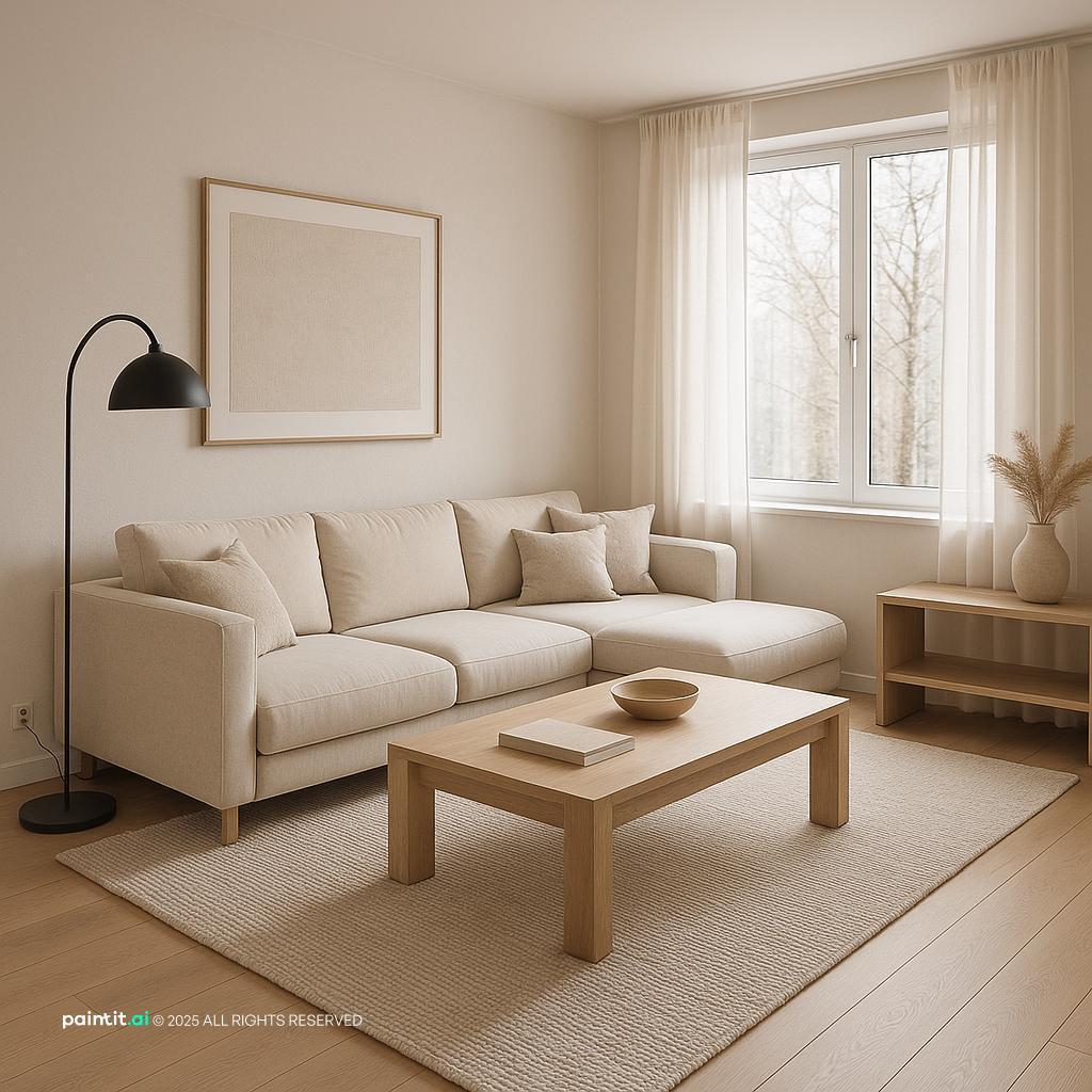Scandinavian Living Room Design Inspiration showing compact proportions, layered neutrals for Small Apartment Living Room Ideas.